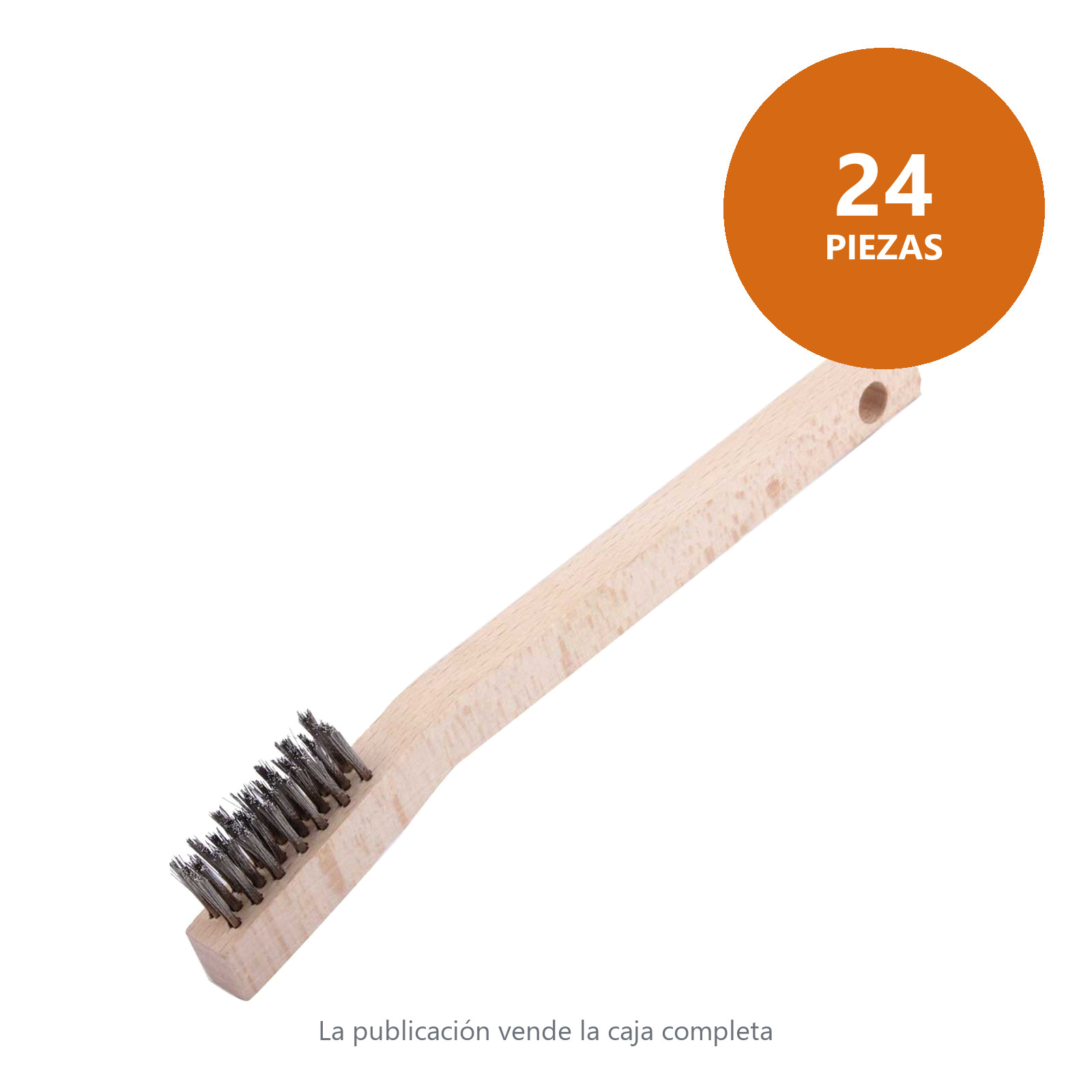 CEPILLO C/MANGO MADERA P/SOLDADOR 3X7 PINCELES A. INOXIDABLE .006" (Precio x Pza - Caja C/24 Pzs) - Imagen 2