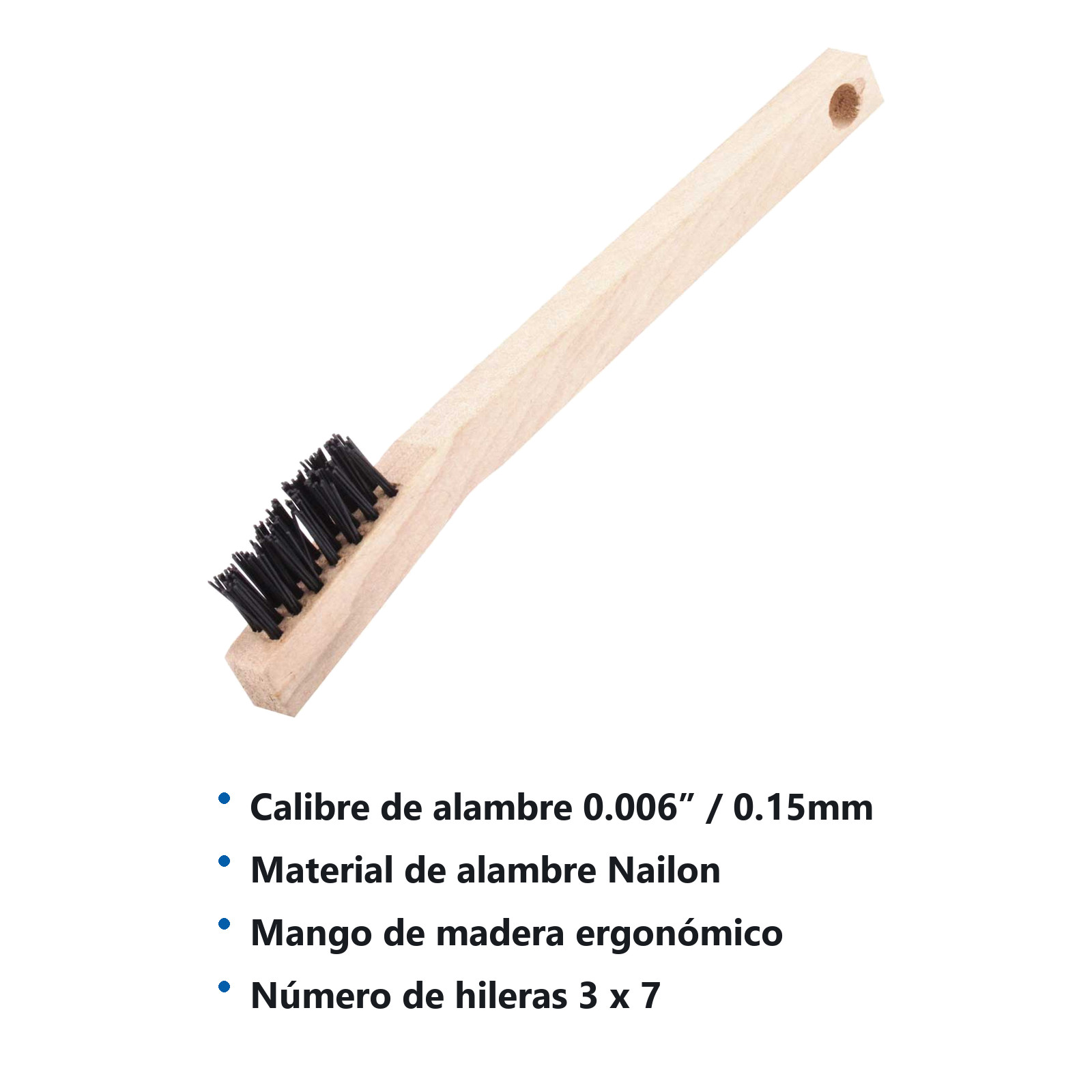 CEPILLO C/MANGO MADERA 3X7 PINCELES NYLON .006" (Precio x Pza - Caja C/24 Pzs) - Imagen 3