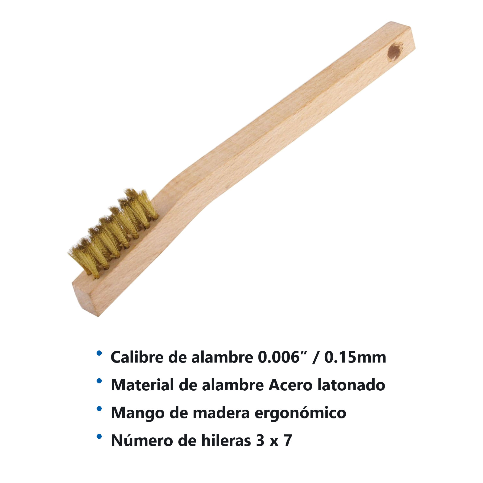 CEPILLO C/MANGO MADERA P/SOLDADOR 3X7 PINCELES A. LATONADO .006" (Precio x Pza - Caja C/24 Pzs) - Imagen 3