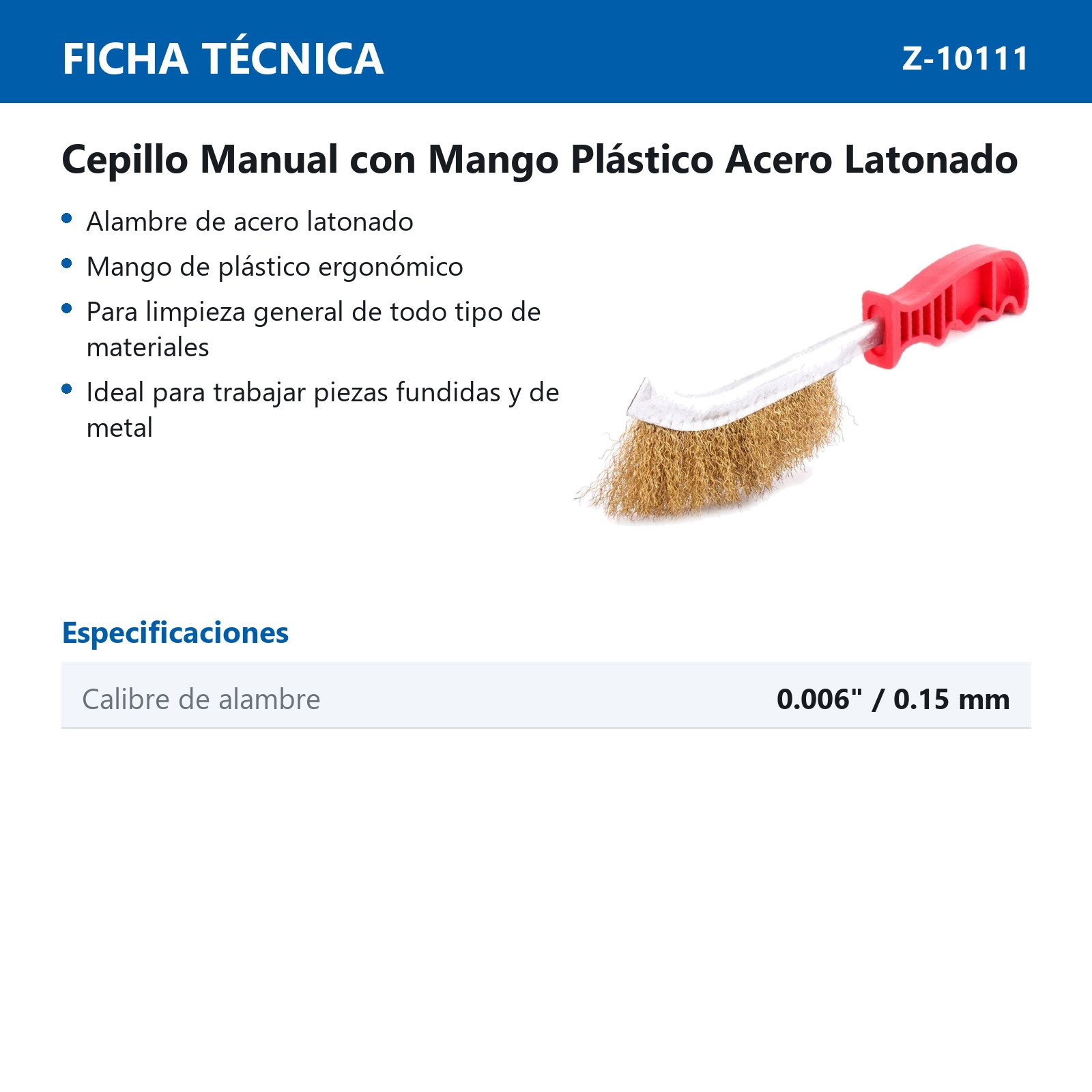 CEPILLO C/MANGO PLASTICO A. LATONADO .006" - Imagen 2