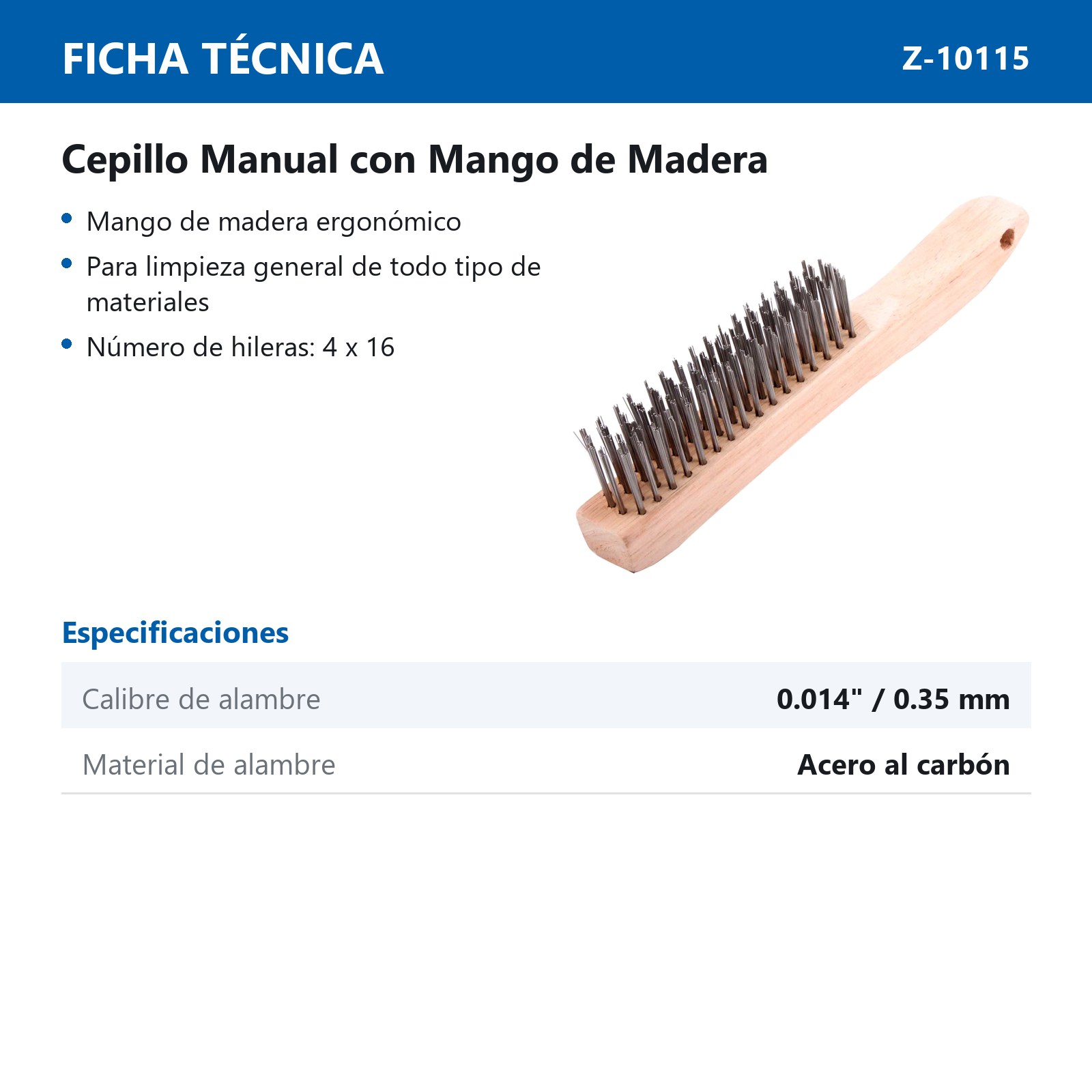 CEPILLO C/MANGO MADERA 4X16 PINCELES A. AL CARBON .014" - Imagen 2