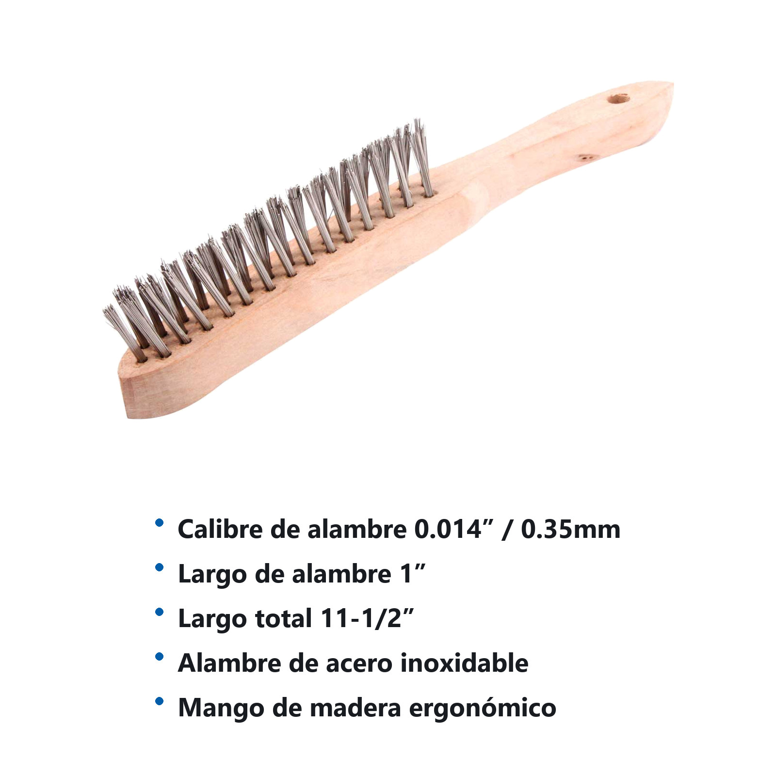 CEPILLO C/MANGO MADERA 3X14 PINCELES FORMA V A. INOXIDABLE .014" - Imagen 2