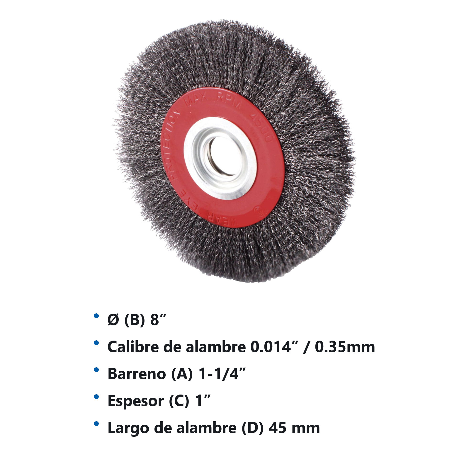 CEPILLO CIRCULAR ONDULADO 8" X 1-1/4" ANCHO 1" A. AL CARBON .014" C/REDUCTORES - Imagen 3