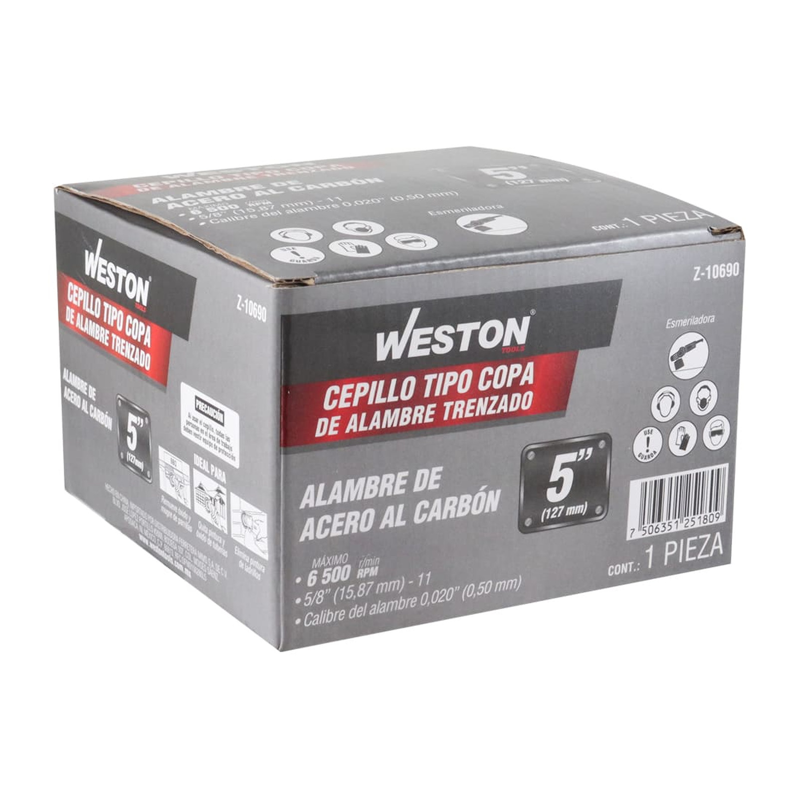 CEPILLO  TIPO COPA TRENZADA SIN ARO 5"ENT 5/8-11 A. AL CARBON .020" - Imagen 4
