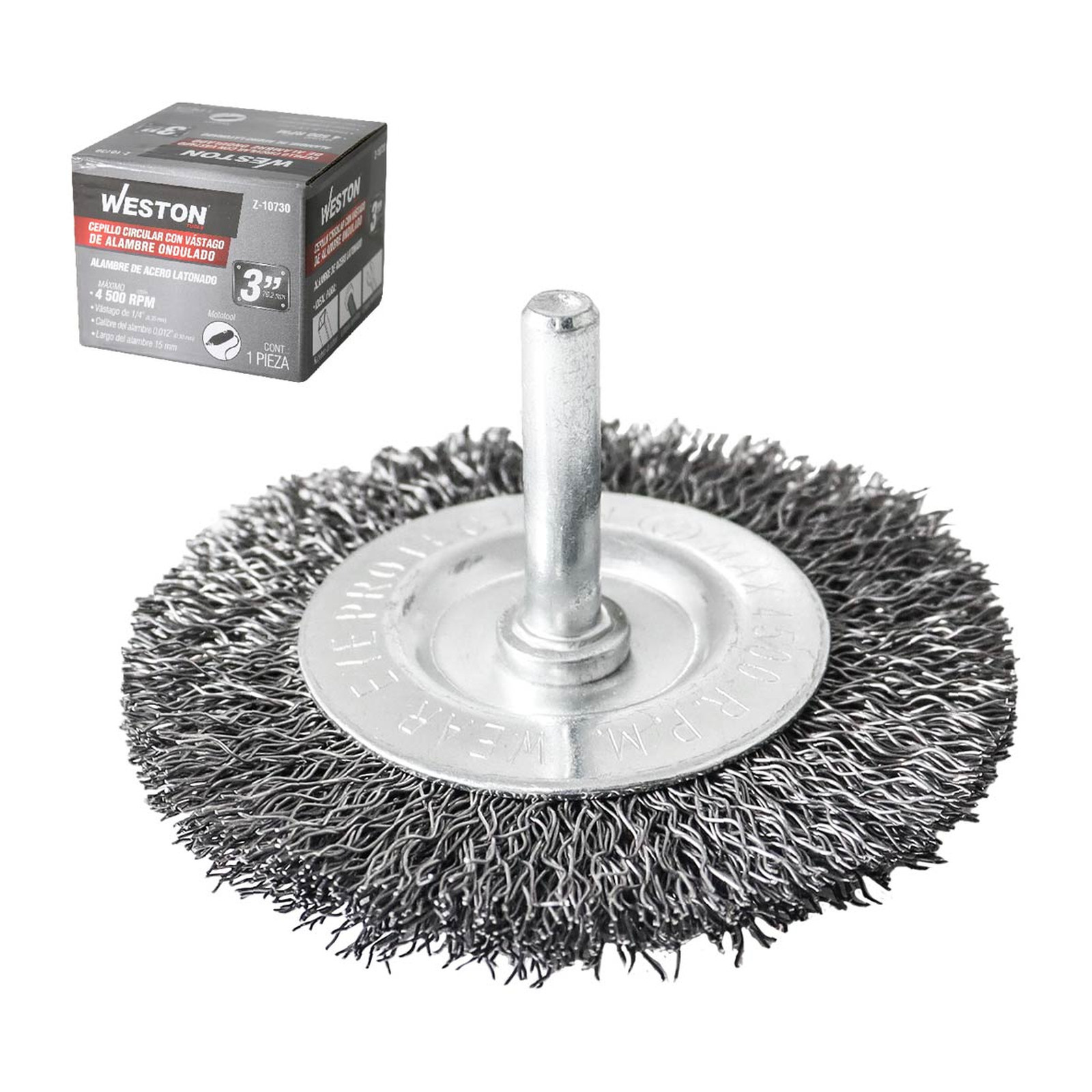 Cepillo Circular Ondulado 3" con Vástago 1/4" Acero .012" Weston
