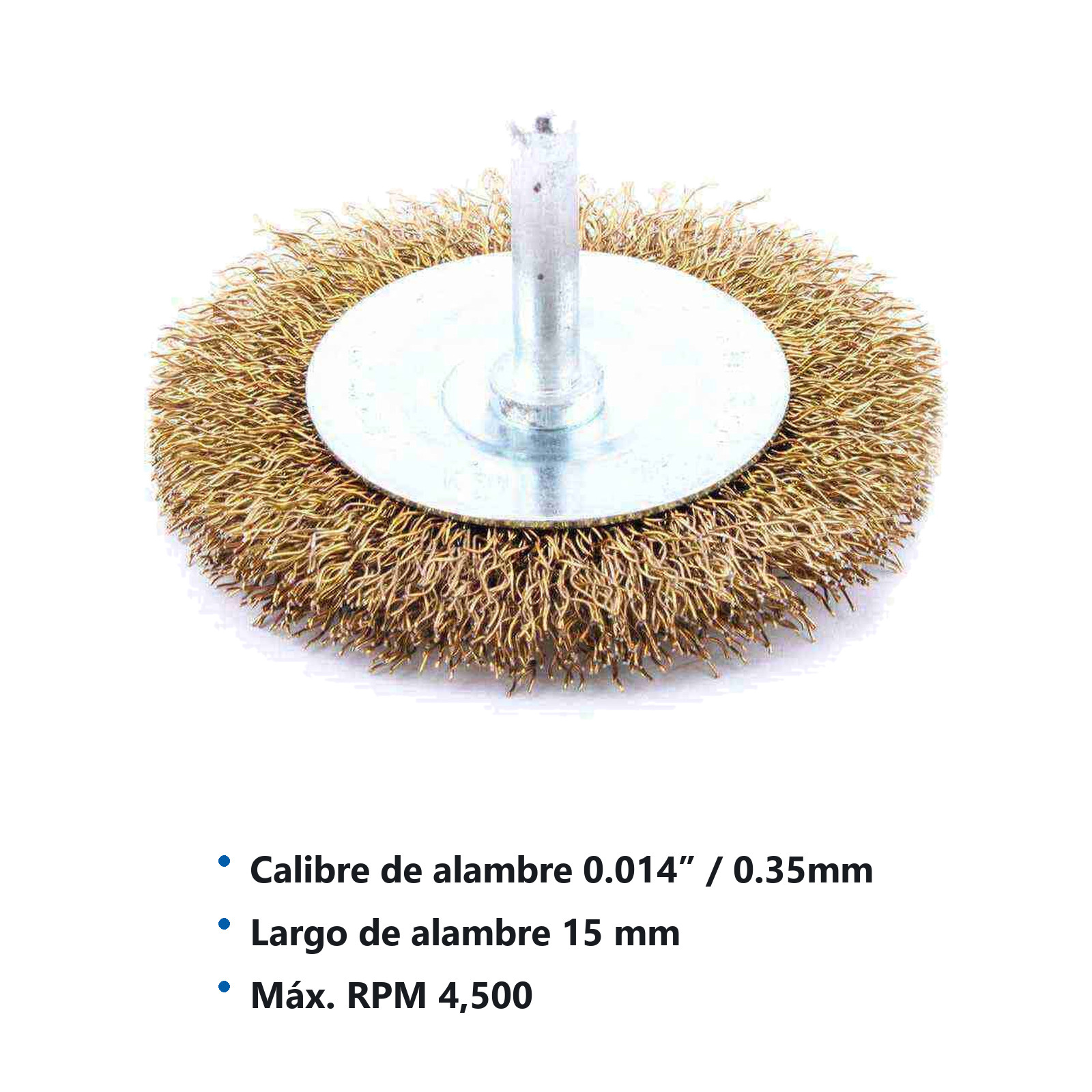 CEPILLO CIRCULAR ONDULADO 3" C/VASTAGO 1/4" A. LATONADO .014" - Imagen 2