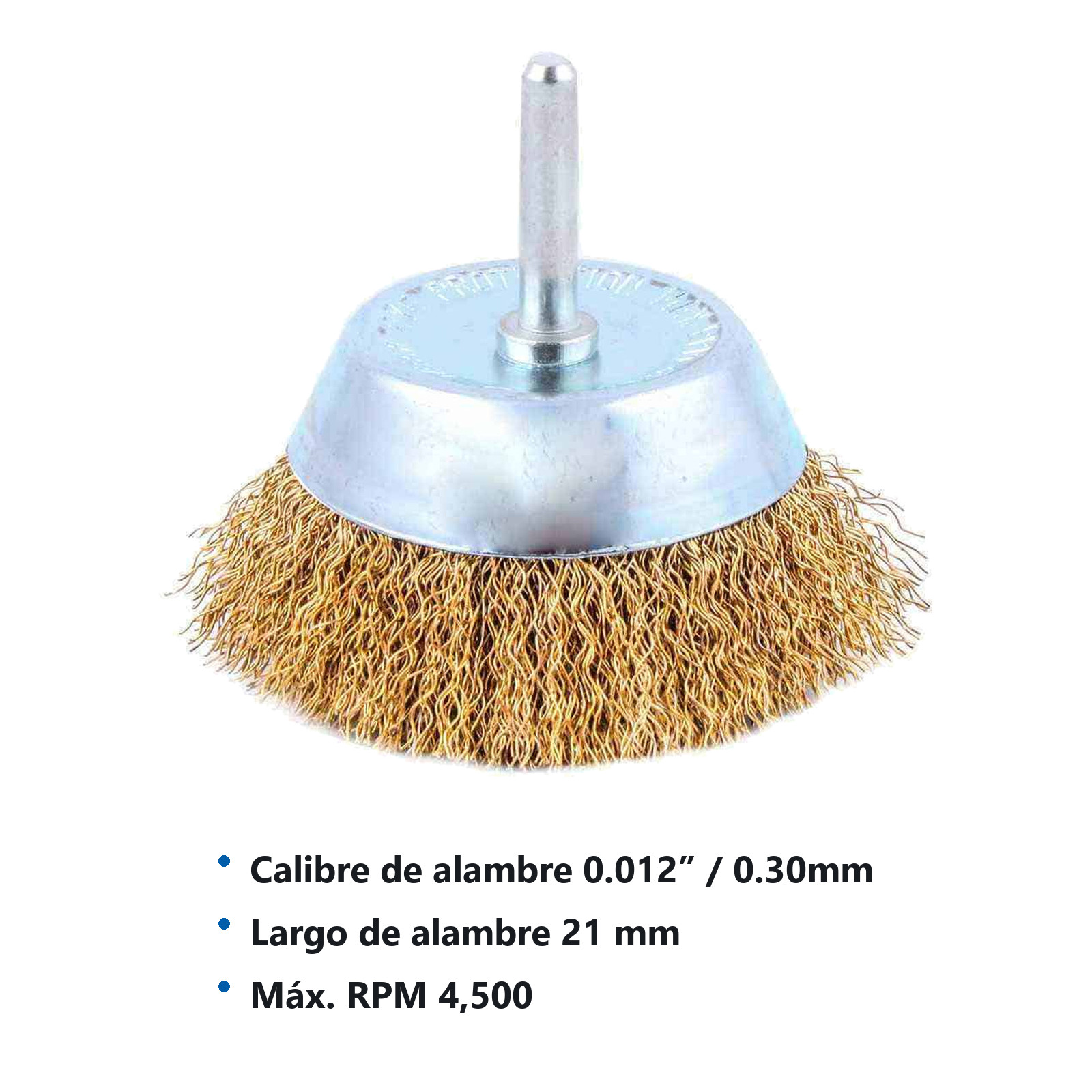 CEPILLO DE COPA ONDULADO 3" C/VASTAGO 1/4" A. LATONADO .012" - Imagen 2
