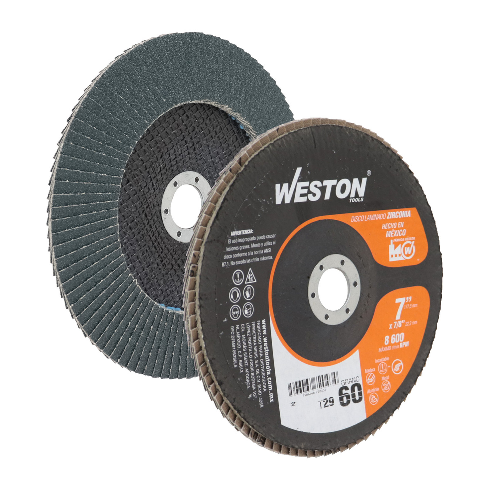 Disco Laminado de Zirconio WESTON 7" x 7/8" Grano 60