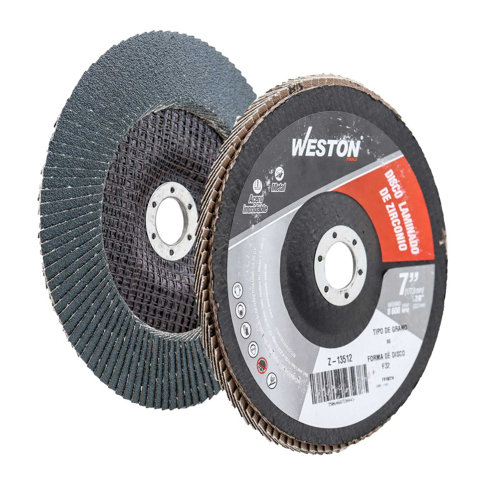 Disco Laminado de Zirconio 7" x 7/8" Grano 80 WESTON