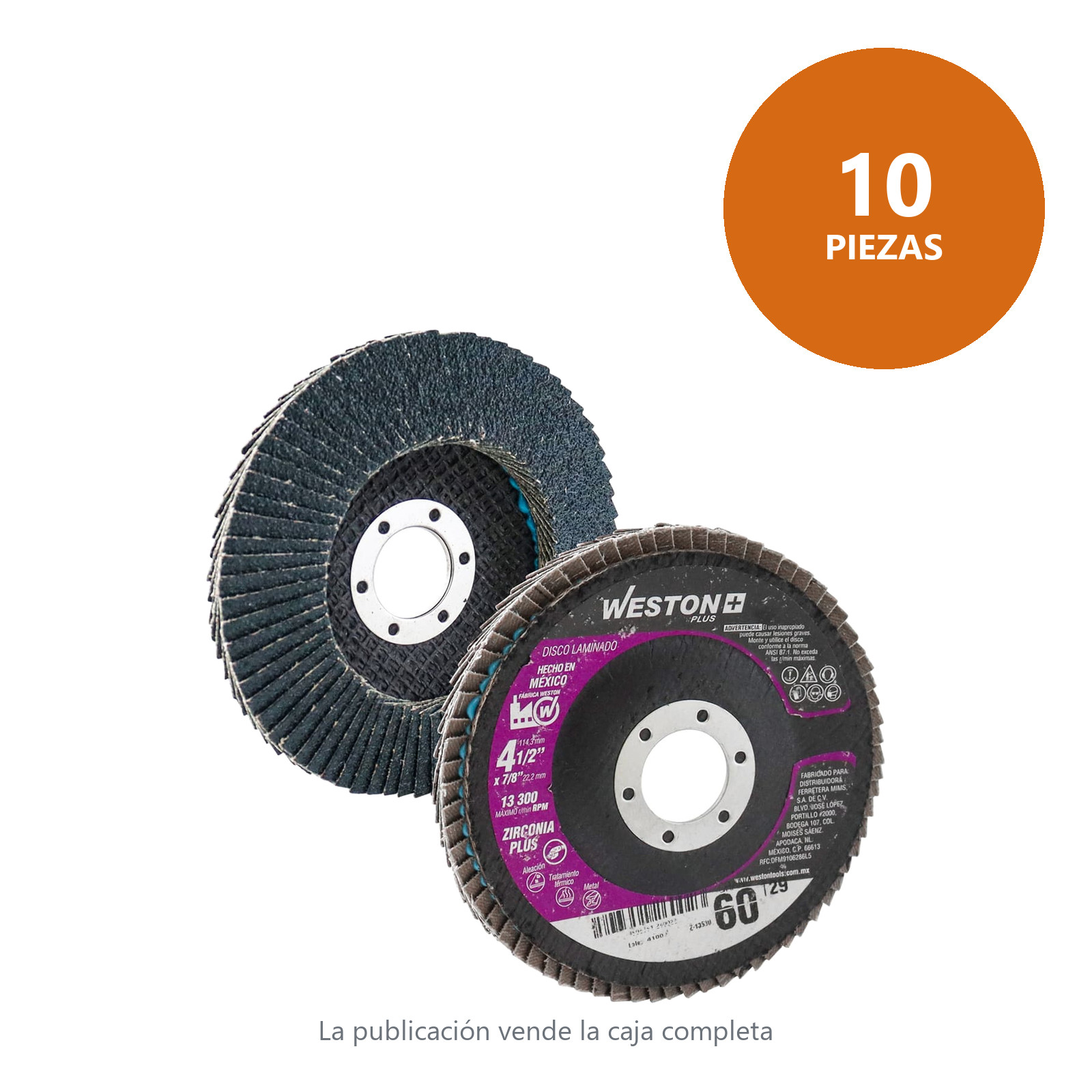 DISCO LAMINADO ZIRC. 876 4-1/2" G60 WP (Precio x pieza - Empaque c/10 pzas) - Imagen 3