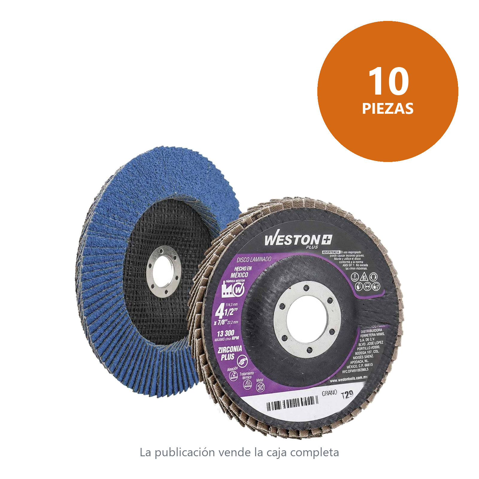 DISCO LAMINADO ZIRCONIO 7" X 7/8" G40 WP AZUL (Precio x pieza - Empaque c/10 pzas) - Imagen 4