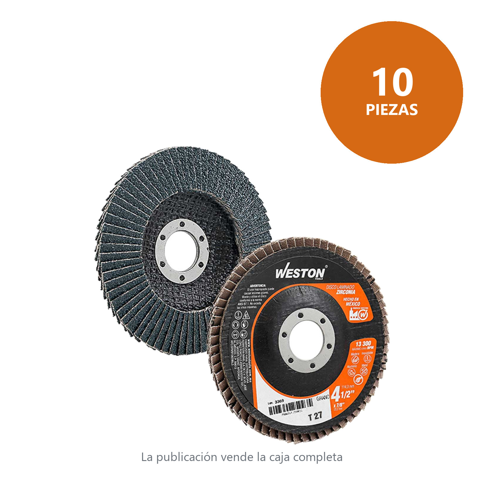 DISCO LAMINADO ZIRCONIO 4-1/2X7/8" G80 T27 (Precio x pieza - Empaque c/10 pzas) - Imagen 2