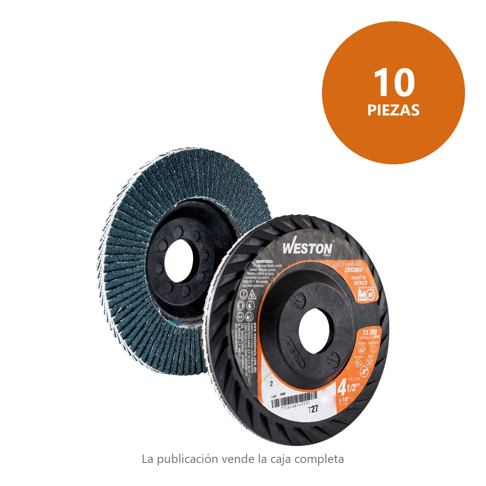 DISCO LAMINADO WESTON ZIRCONIO 4-1/2X7/8" G40 T27 PLASTICO - Imagen 3