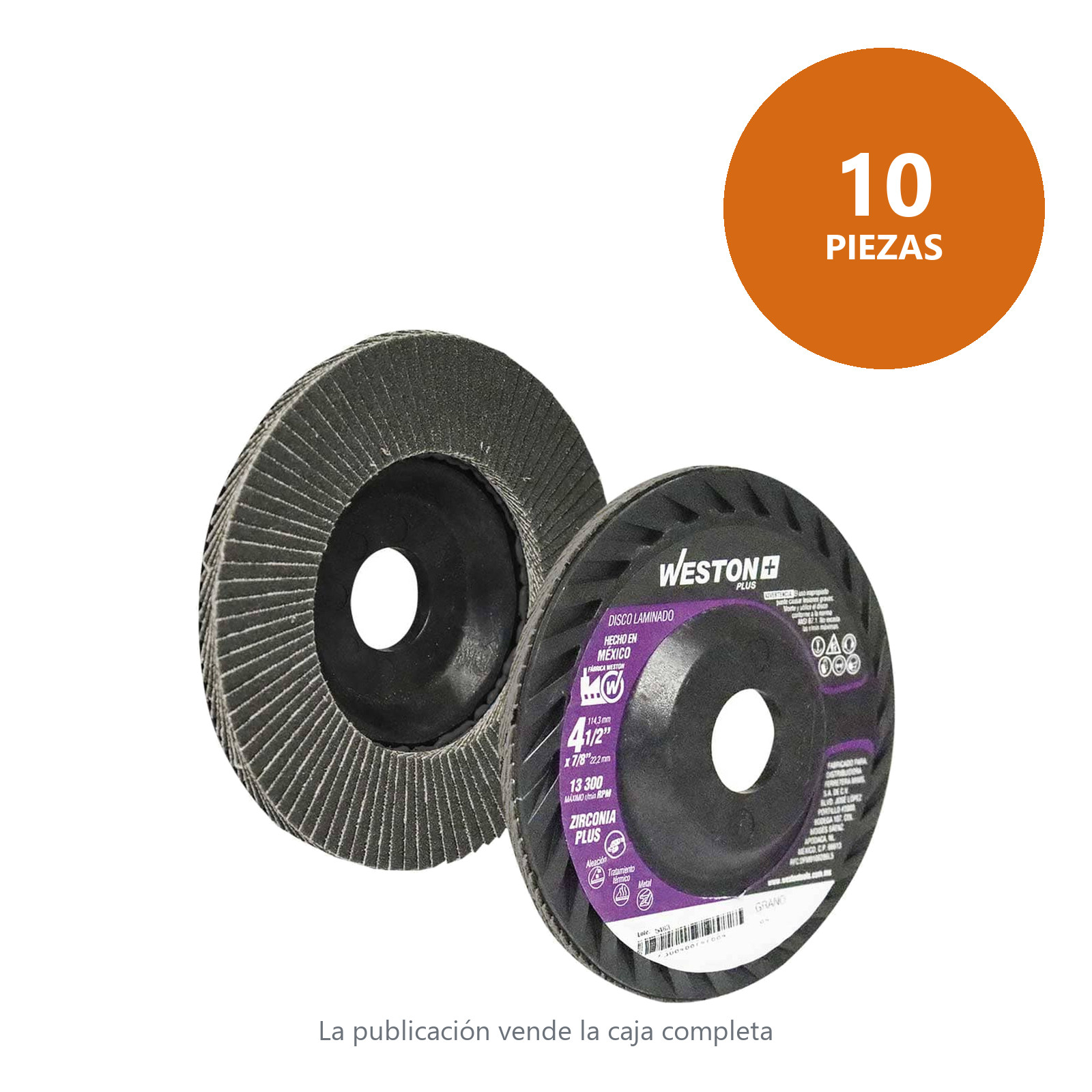 DISCO LAMINADO ZIRC. 876 4-1/2" G80 WP T27 PLASTICO - Imagen 2