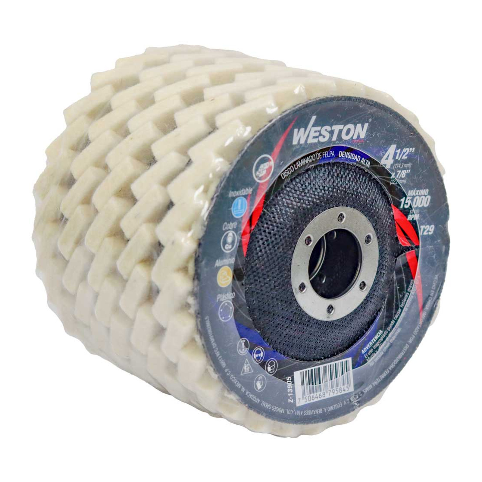 DISCO LAMINADO DE FELPA DE 4-1/2” X 7/8” T29 WESTON  (Precio x pieza - Empaque c/5 pzas) - Imagen 2