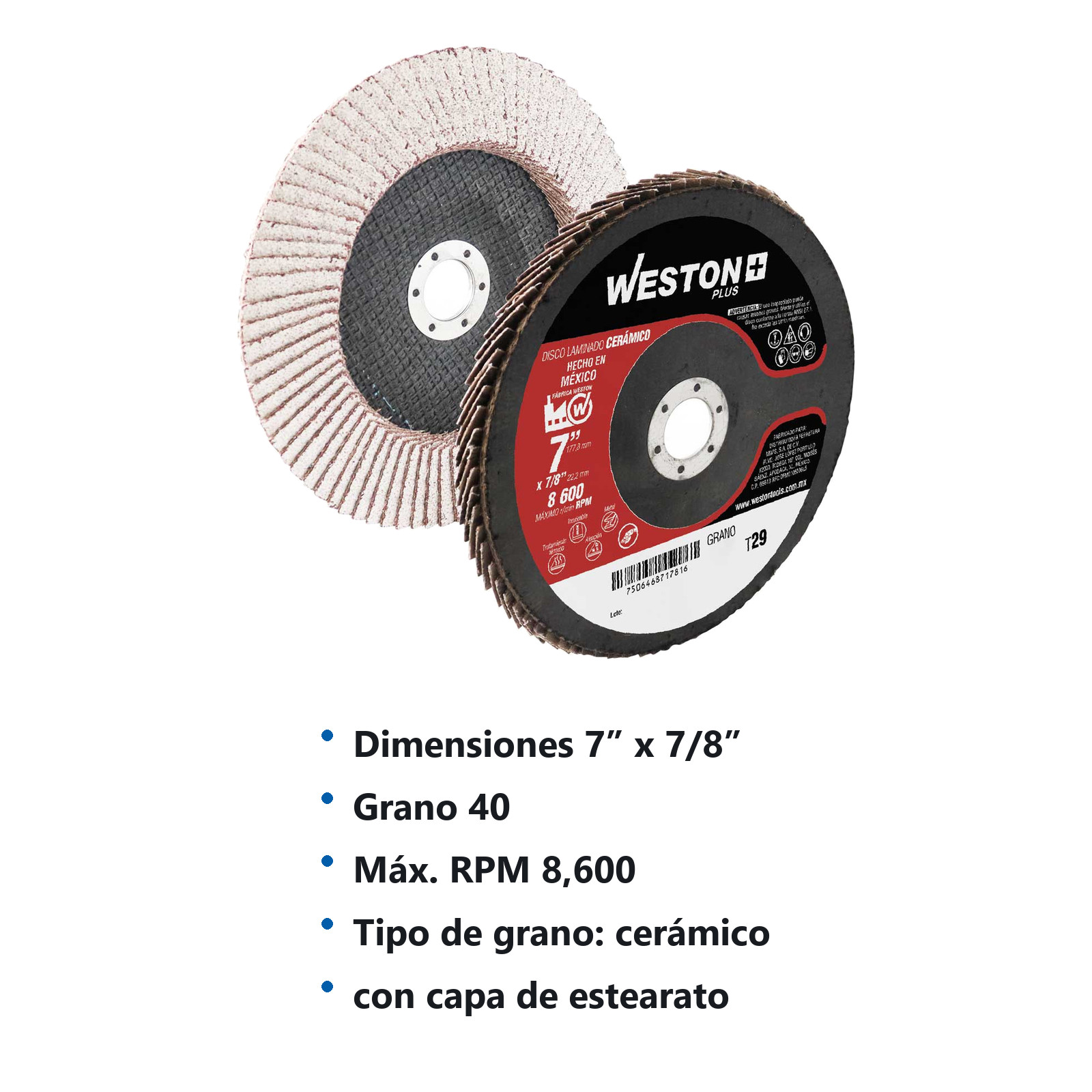 DISCO LAMINADO CERAMICO P/ALUMINIO C/RESPALDO D/FIBRA D/VIDRIO 7' G40 F29 - Imagen 4