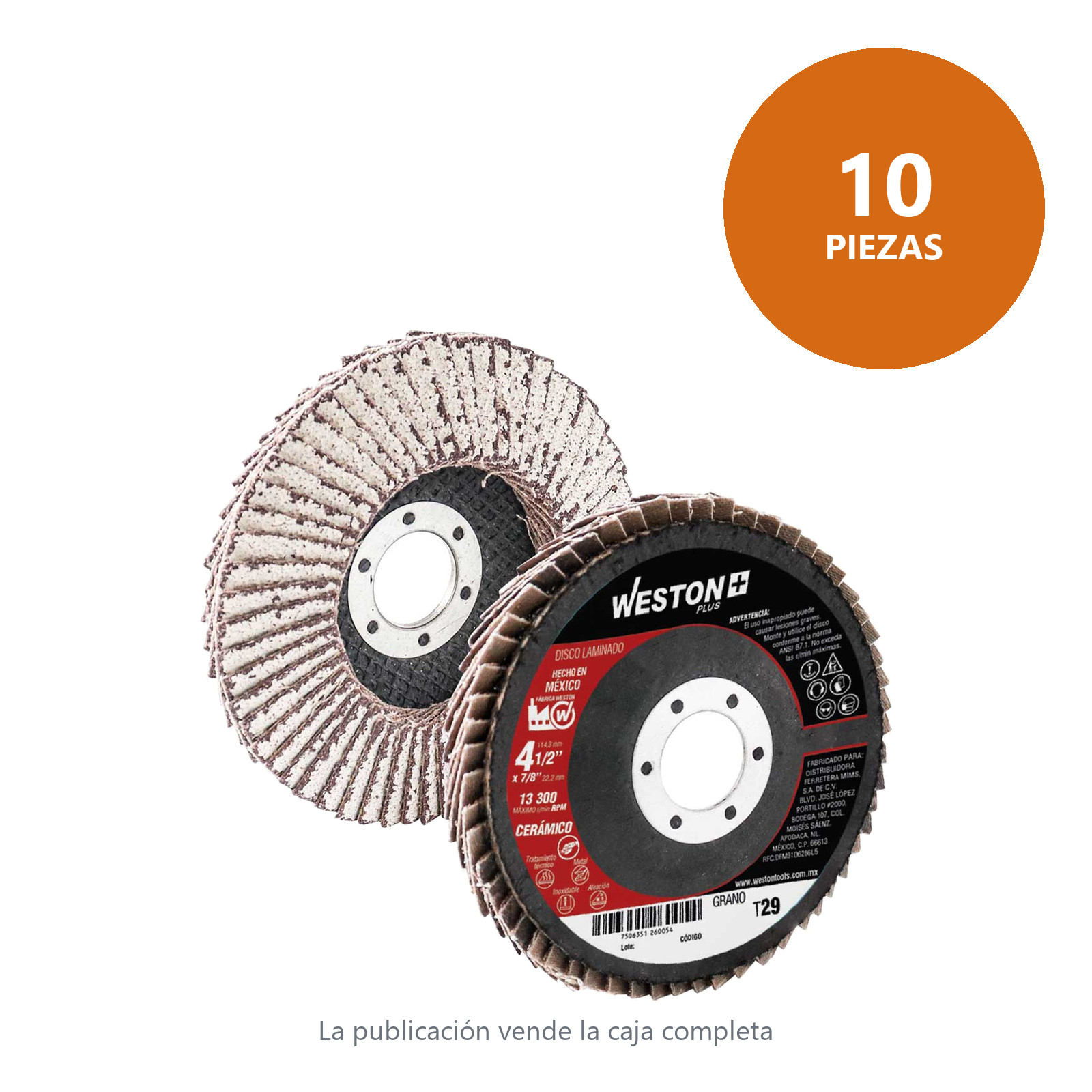 DISCO LAMINADO CERAMICO P/ALUMINIO C/RESPALDO D/FIBRA D/VIDRIO 4-1/2'' G60 F29 - Imagen 3