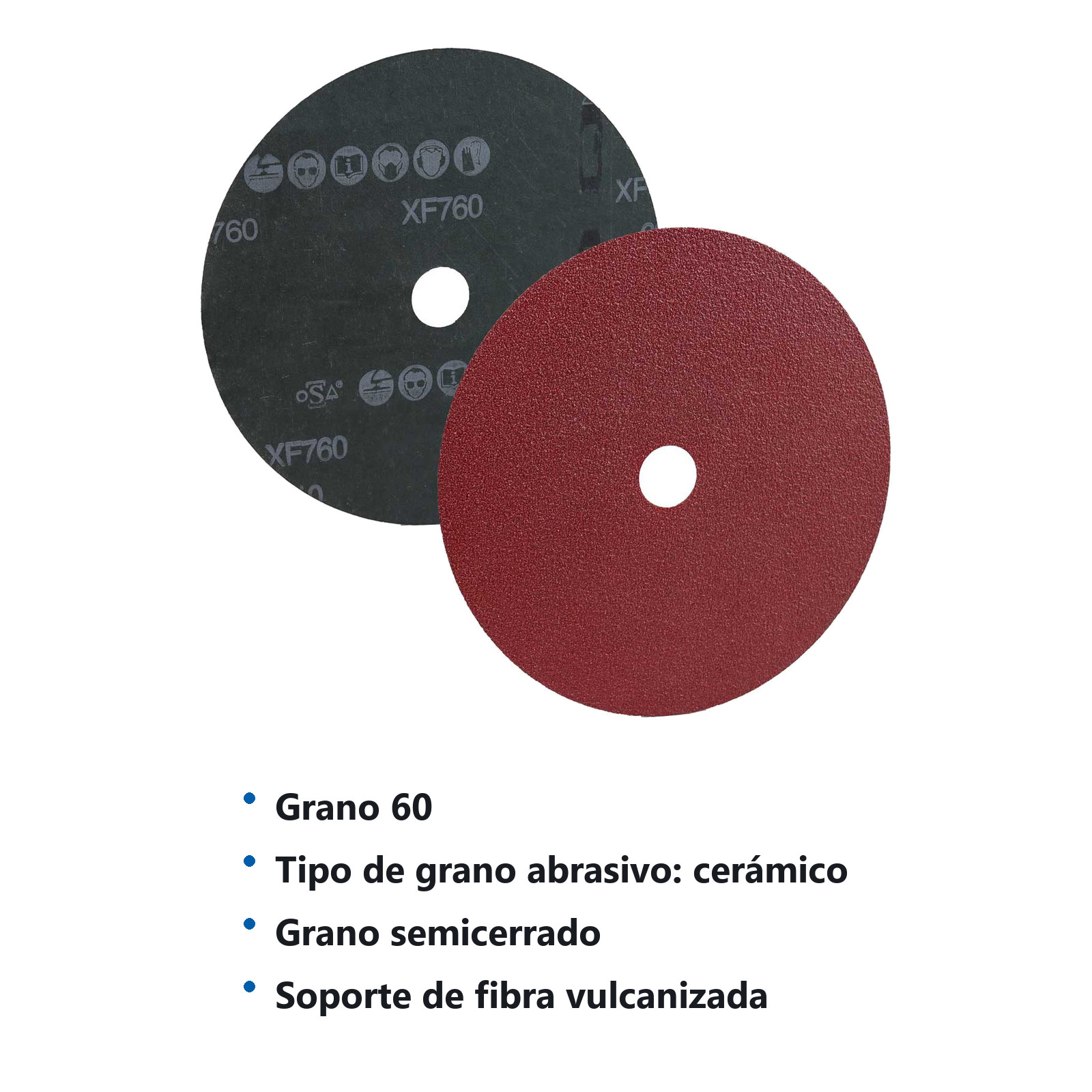 DISCO DE LIJA C60 BARRENO 4.5" X 7/8" CERAMICO METAL 4 RANURAS XF760 (Precio x Pieza - Emp. 50 pzs) - Imagen 4