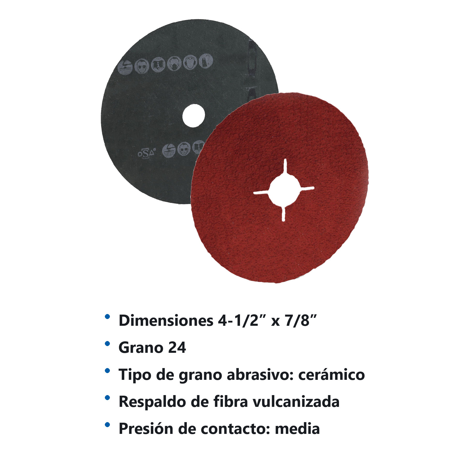 DISCO DE LIJA C24 BARRENO 4.5" X 7/8" CERAMICO PLUS INOX 4 RANURAS XF885 - Imagen 3