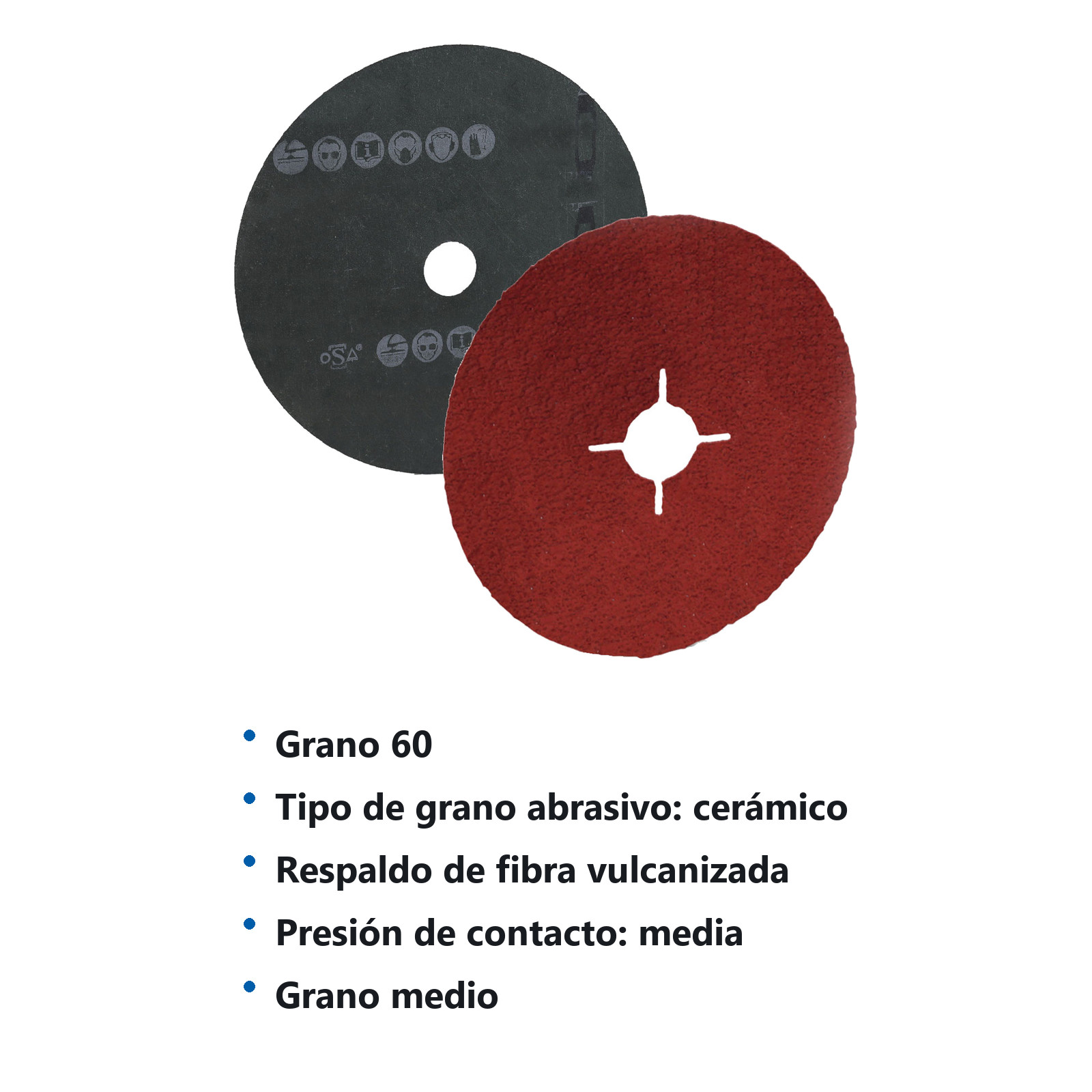 DISCO DE LIJA C60 BARRENO 4.5" X 7/8" CERAMICO PLUS INOX 4 RANURAS XF885 - Imagen 3