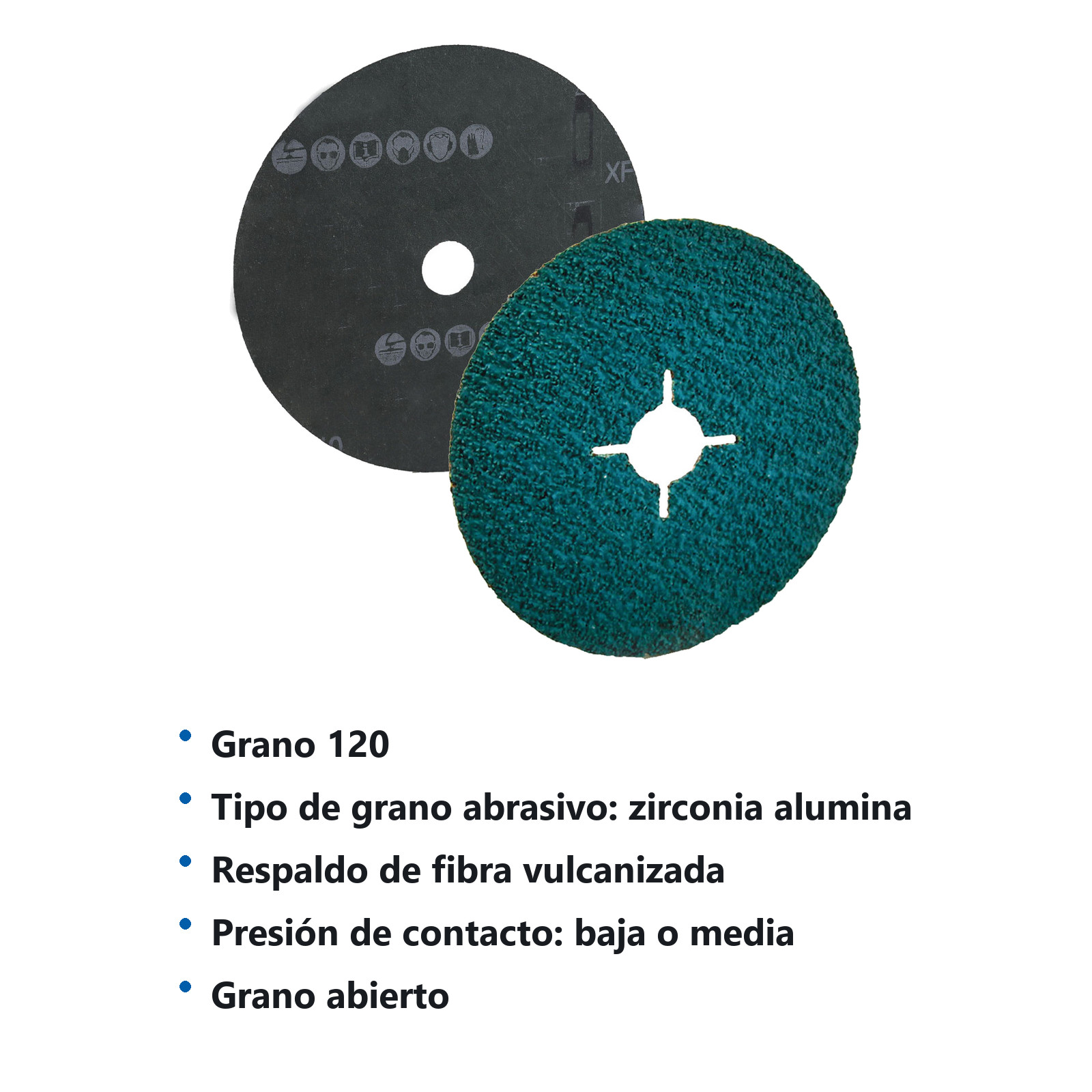 DISCO DE LIJA Z120 BARRENO 7" X 7/8" ZIRCONIO 4 RANURAS ZF713 - Imagen 3