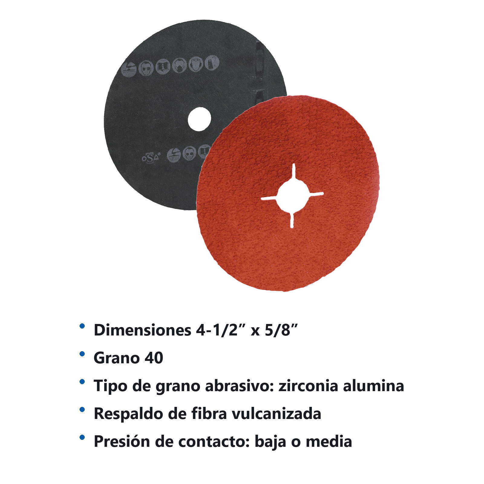 DISCO DE LIJA C40 BARRENO 4-1/2" X 5/8" CERAMICO XF870 - Imagen 2