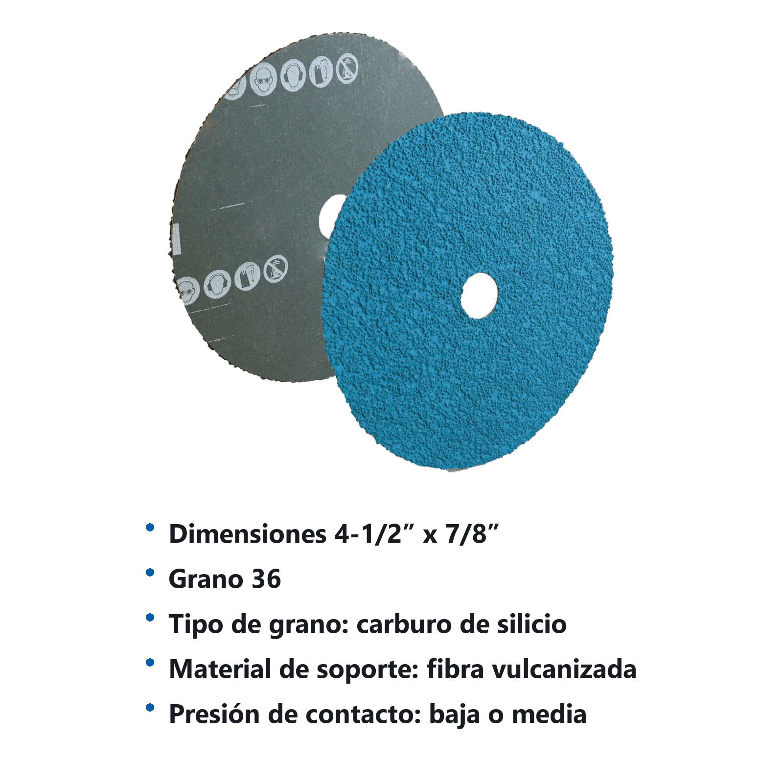 DISCO DE LIJA C36 BARRENO 4.5" X 7/8" CERAMICO MAX INOX AF890 - Imagen 3