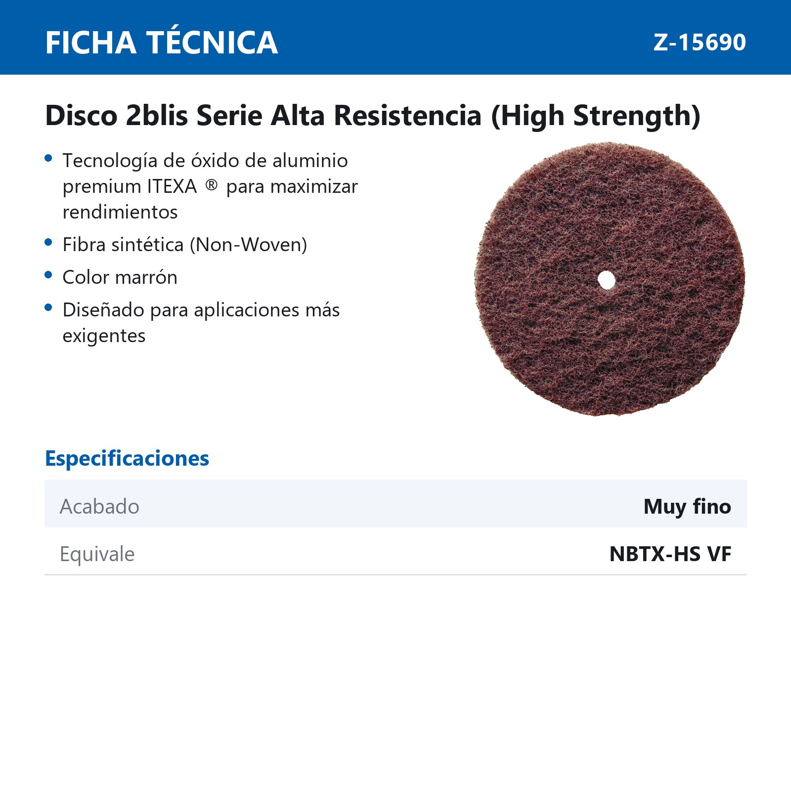 DISCO 6" X 1/2" 2BLIS HD MARRON (VERY FINE) (Precio x Pieza - Empaque c/10 pzs) - Imagen 3