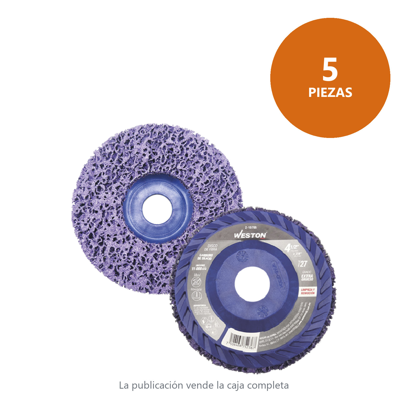 DISCO D/FIBRA MORADO P/LIMPIEZA STRIP ALTA DENS. 4-1/27/8" T27 SiC (Precio x Pza. - Emp. c/5 Pzs.) - Imagen 2