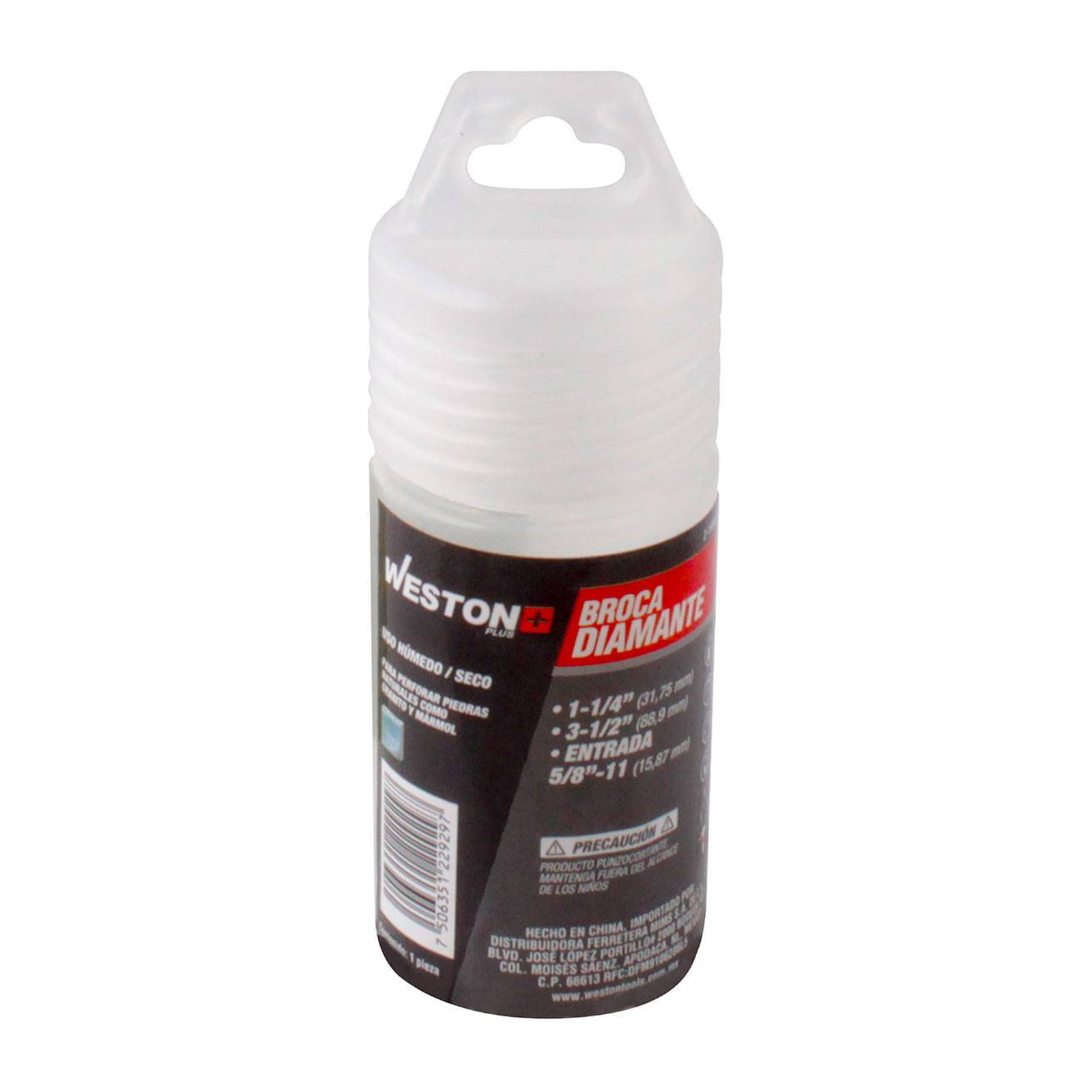 BROCA DE DIAMANTE P/ESMERIL.    1-1/4" x 3-1/2" x 5/8"-11H WPLUS - Imagen 3