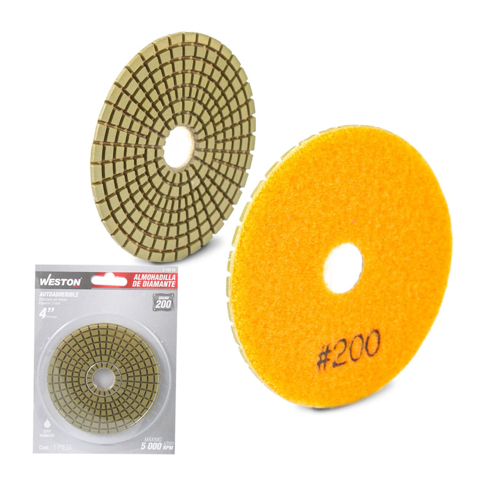 Almohadilla Diamantada para Pulido 4" Grano 200 Weston