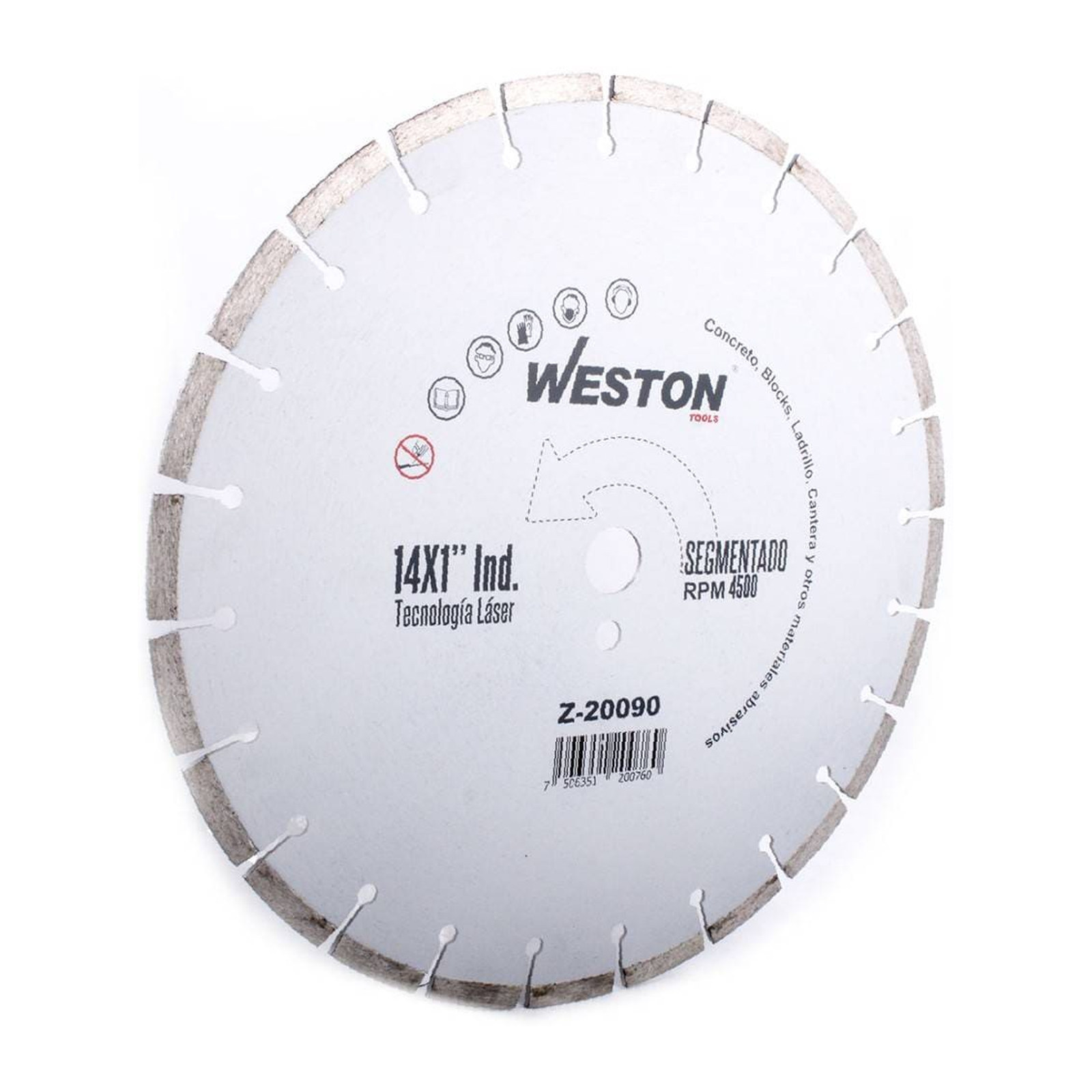 Disco Diamante Segmentado 14" x 1" para Concreto Industrial Weston