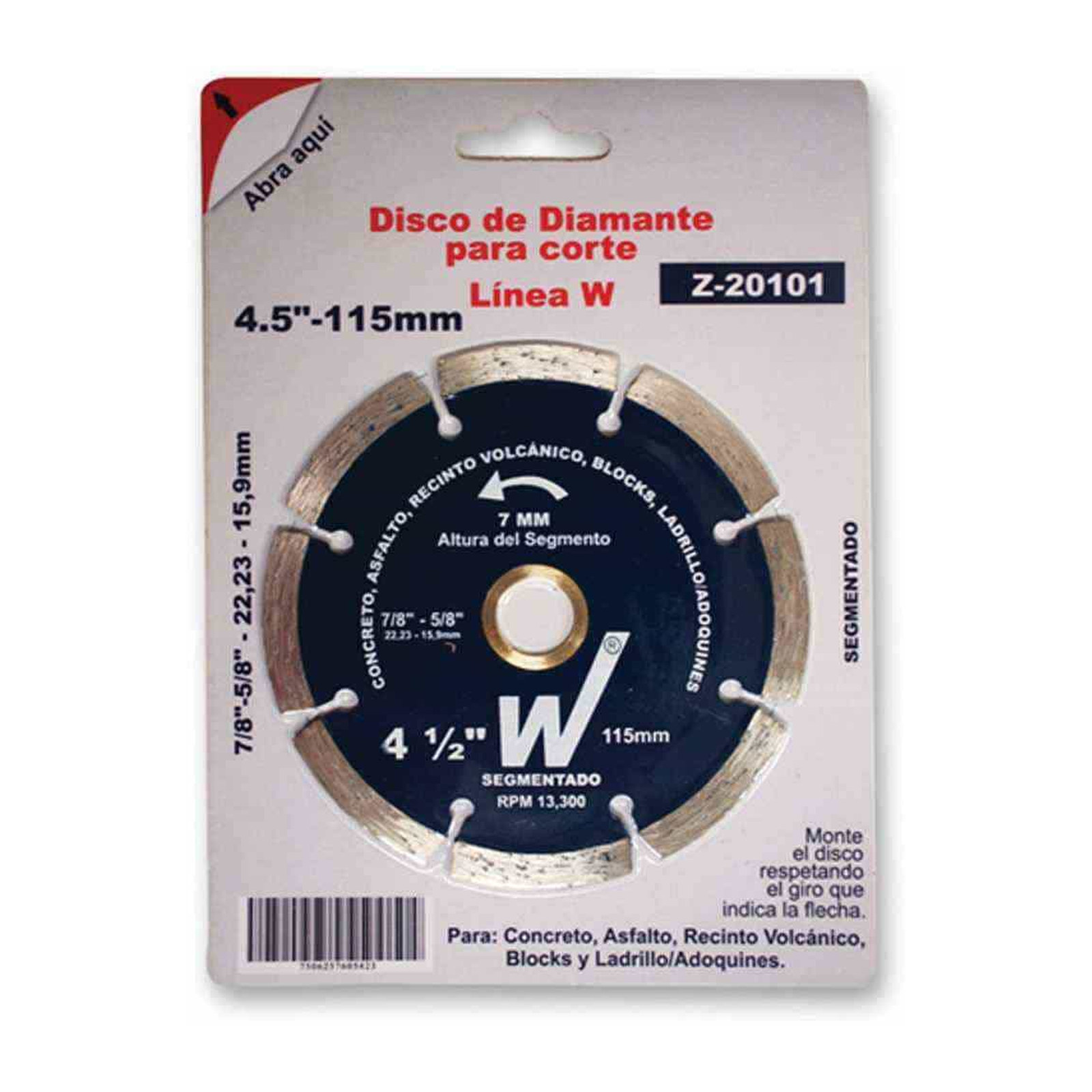 Disco Diamante Segmentado 4.5" Weston
