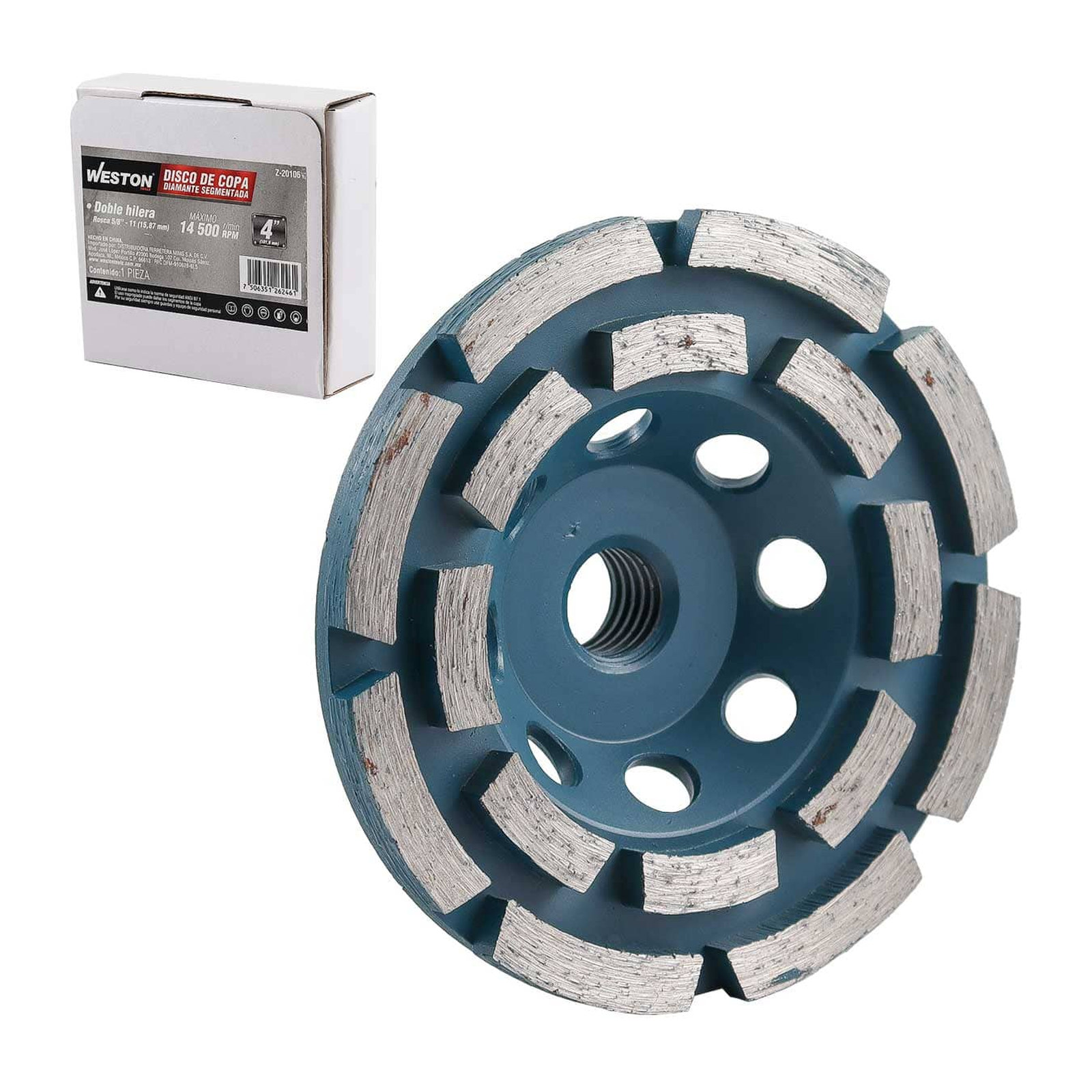 Disco Copa Diamante Doble 4" (5/8"-11) Weston