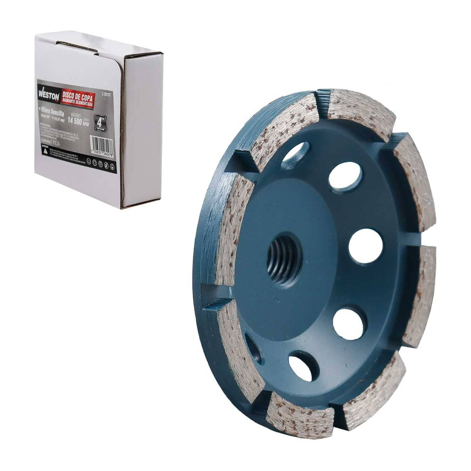 Disco Copa Diamantado Sencillo 4" (5/8"-11) Weston