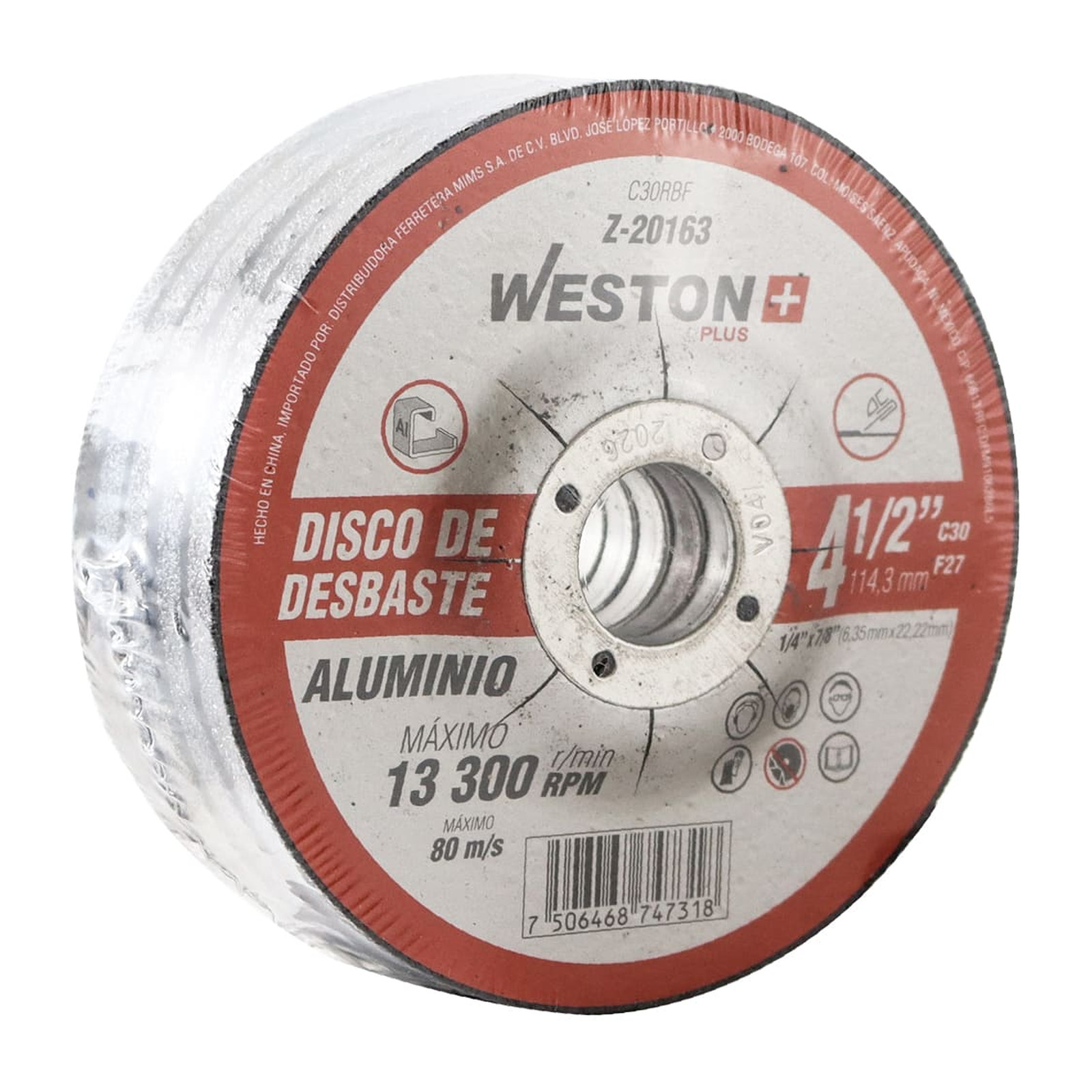 DISCO DESBASTE P/ALUM 4-1/2" x 1/4"(6.35) x 7/8" F27 CARB. D/SILICIO (Emp. c/5 Pzas - Precio x Pza) - Imagen 2