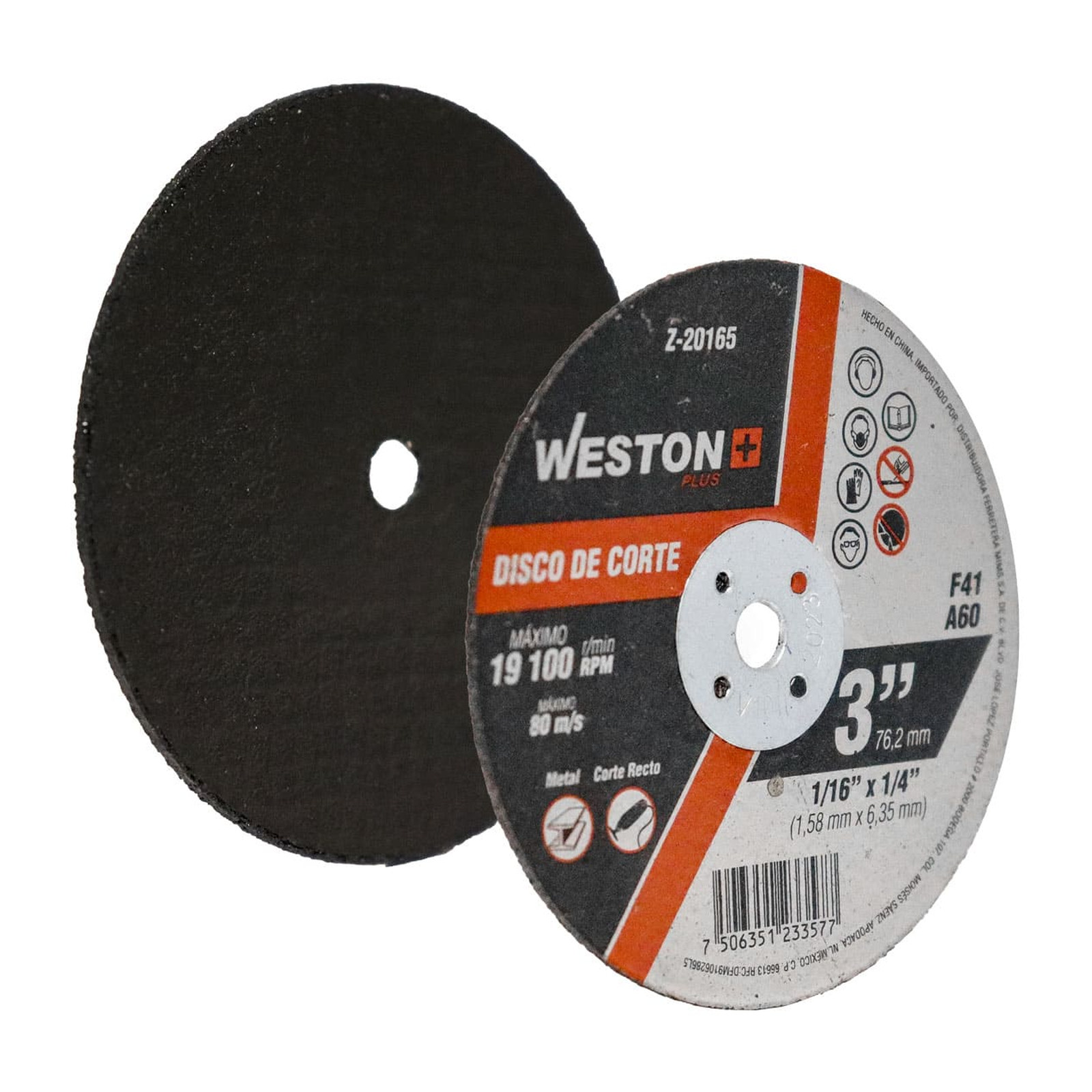 Disco de Corte para Metal 3" x 1/16" x 1/4" F41 para Mototool WESTON PLUS