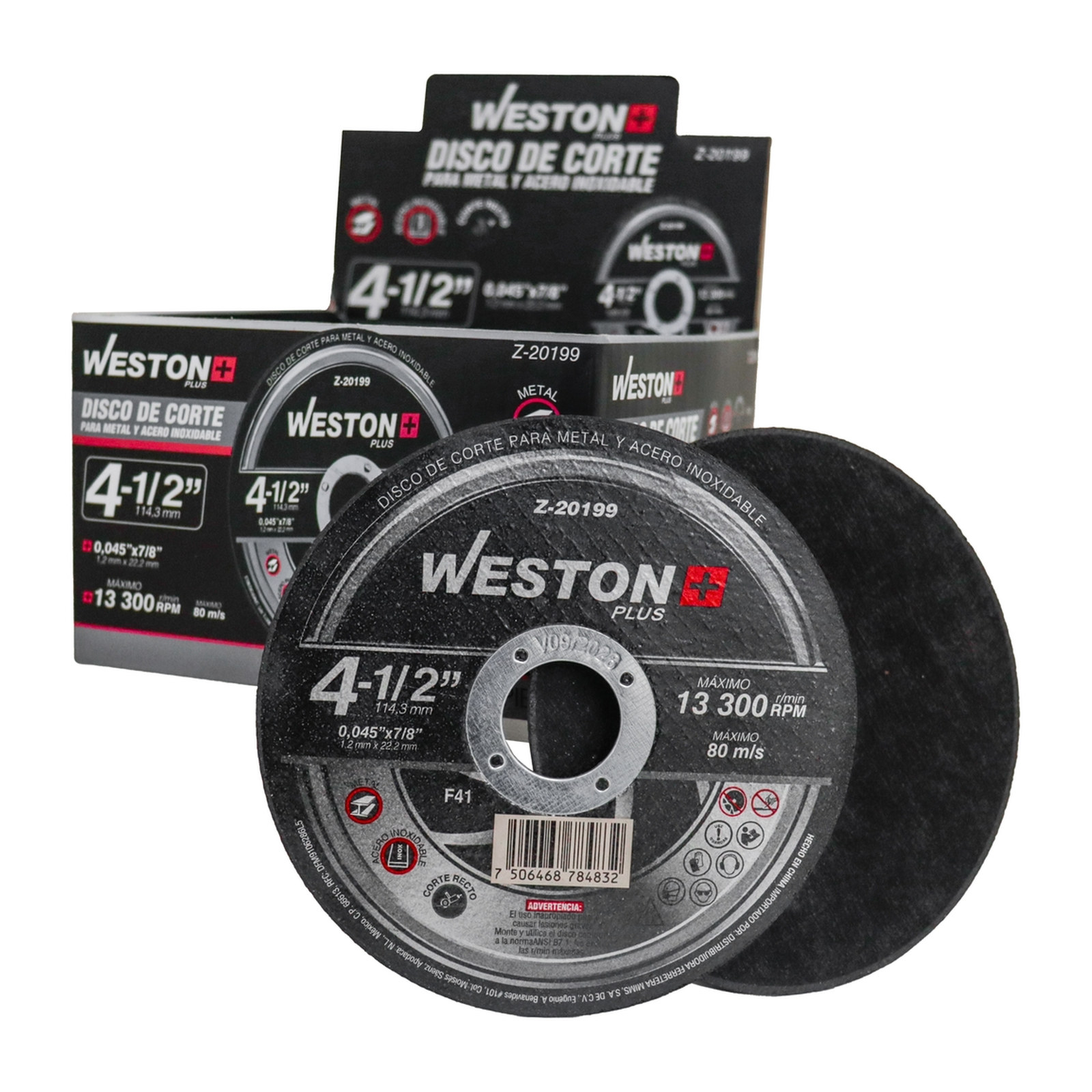 DISCO D/CORTE P/INOX. Y METAL 4-1/2" x 0.045"(1.4) x 7/8" F41 WP (Emp. c/50 Pzas - Precio x Pza) - Imagen 2