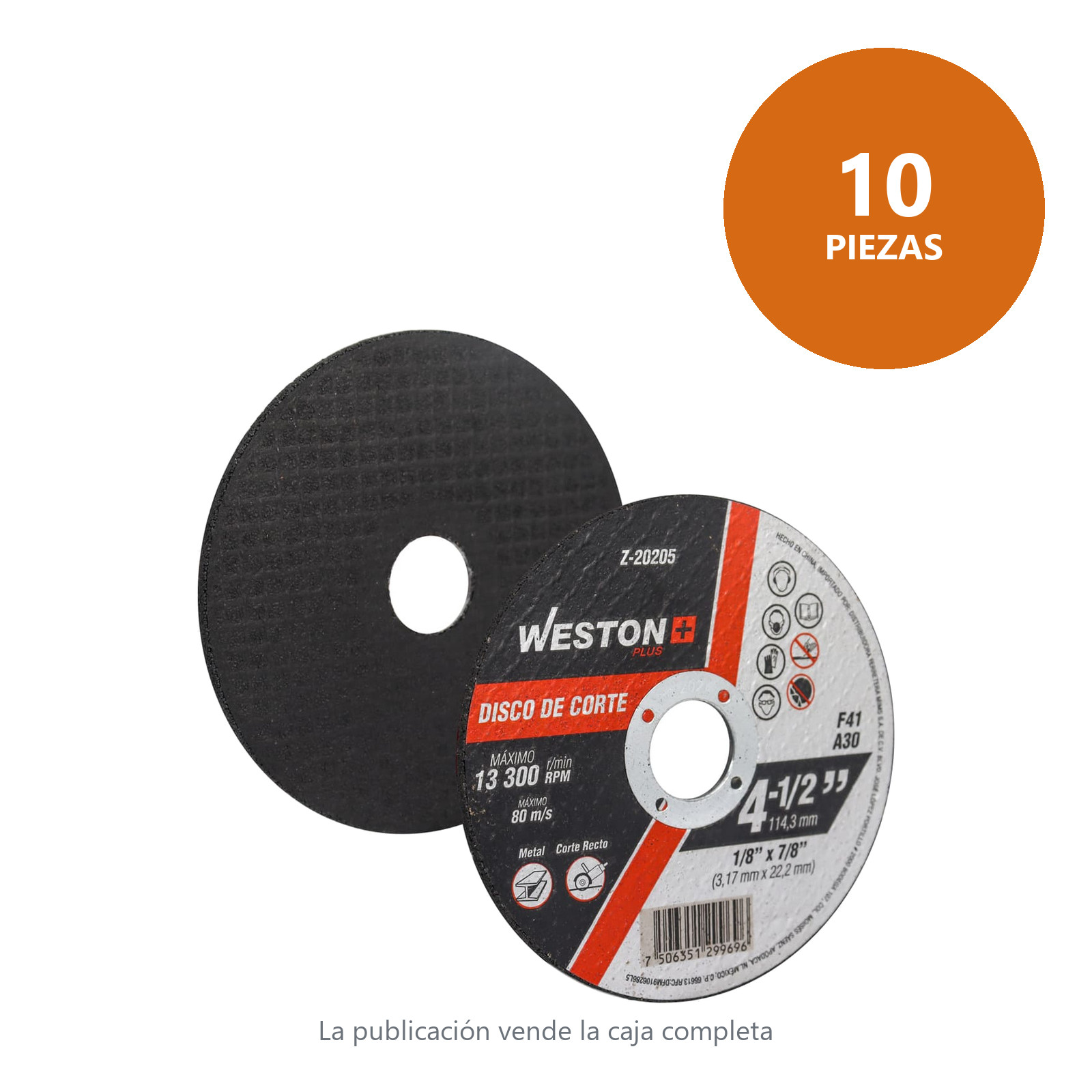 DISCO D/CORTE P/METAL 4-1/2" x 1/8"(3.17) x 7/8" F41 (Emp. c/10 Pzas - Precio x Pza) - Imagen 2