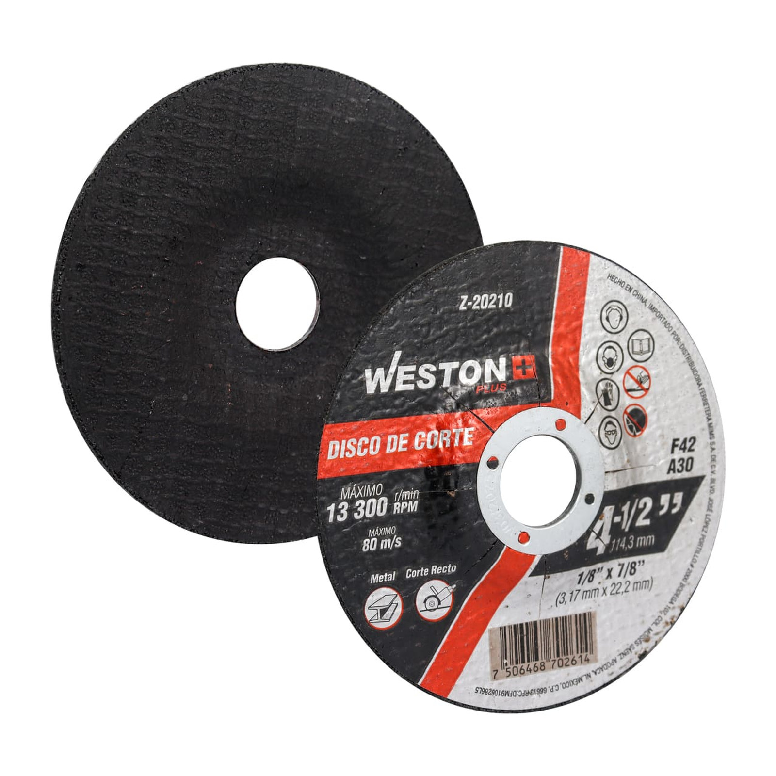 Disco de Corte para Metal 4-1/2" x 1/8" x 7/8" F42 Weston Plus