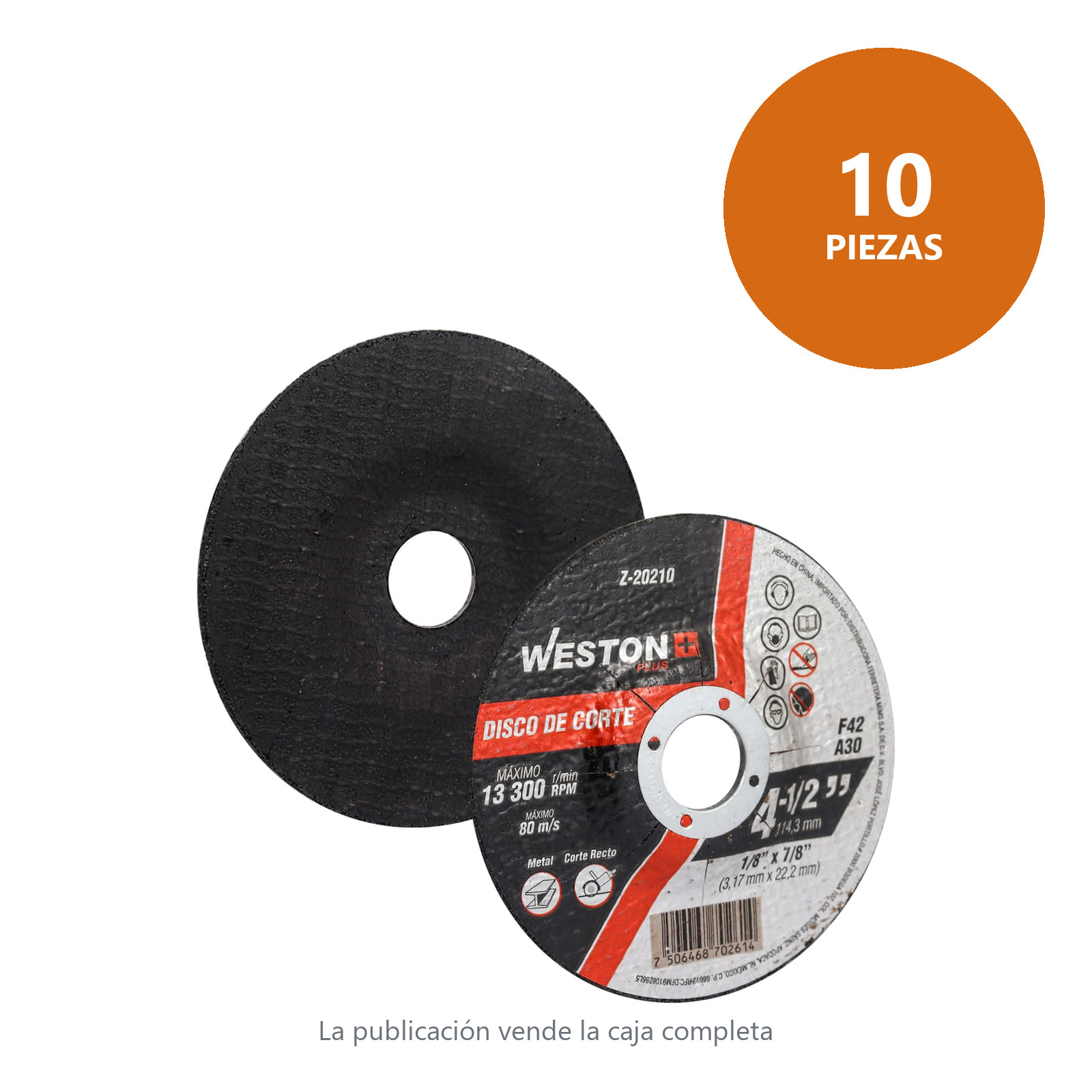 DISCO D/CORTE P/METAL 4-1/2" x 1/8"(3.17) x 7/8" F42 (Emp. c/10 Pzas - Precio x Pza) - Imagen 2