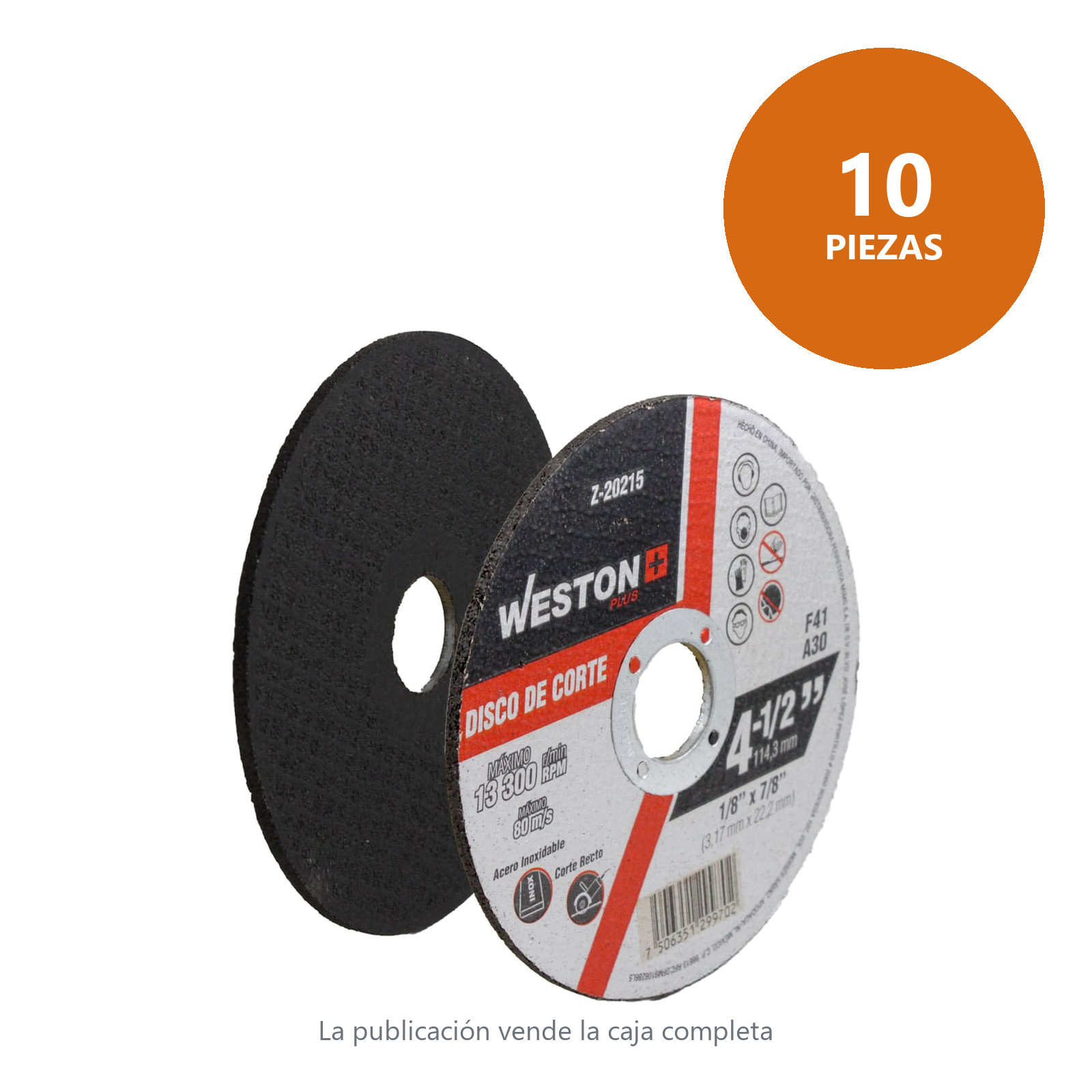 DISCO D/CORTE P/INOX. 4-1/2" x 1/8"(3.17) x 7/8" F41 (Emp. c/10 Pzas - Precio x Pza) - Imagen 2