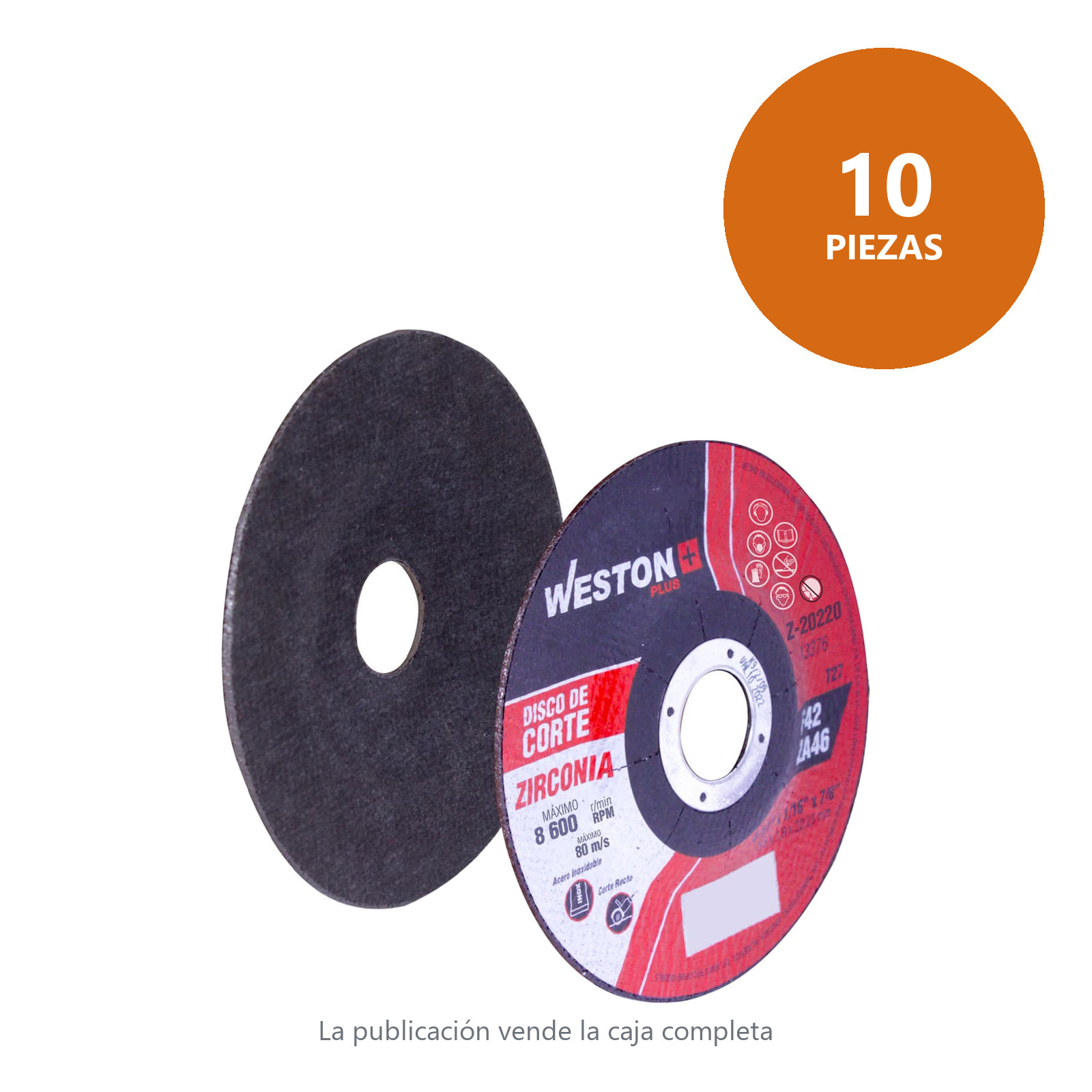 DISCO D/CORTE P/INOX. D/ZIRCONIO 7" x 1/16"(1.58) x 7/8" F42 (Emp. c/10 Pzas - Precio x Pza) - Imagen 2