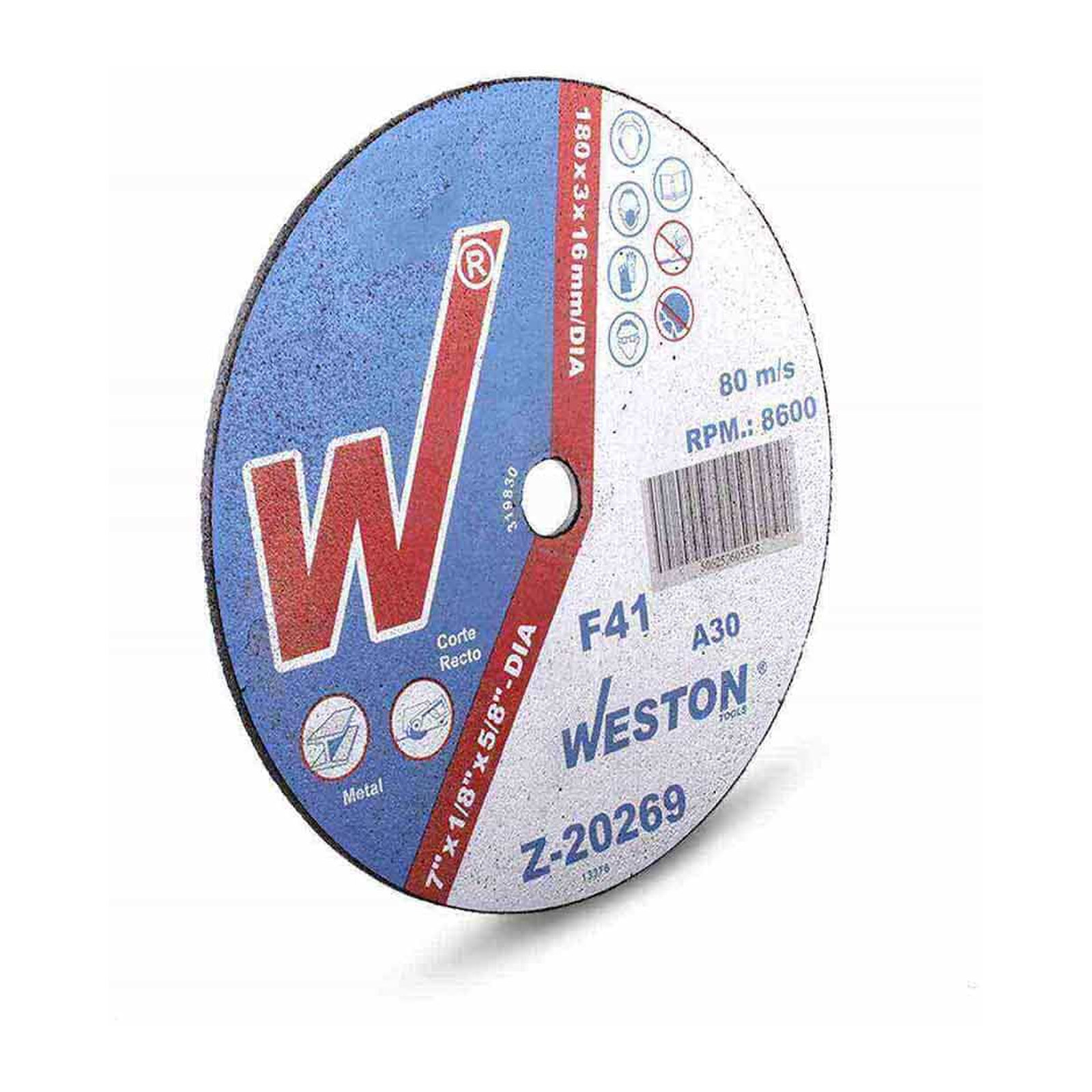 Disco de Corte para Metal 7" x 1/8" x 5/8" Tipo F41 para Sierra Circular WESTON PLUS