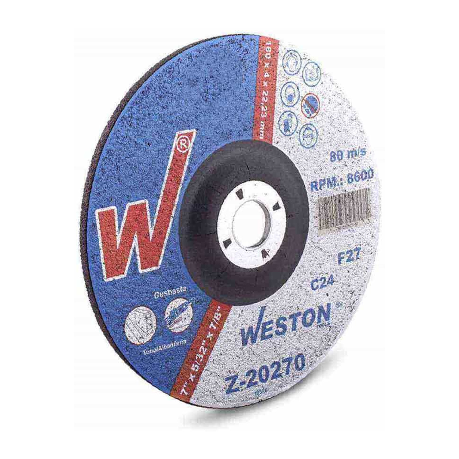 Disco de Corte y Desbaste para Piedra 7" x 5/32" x 7/8" F42/F27 WESTON PLUS