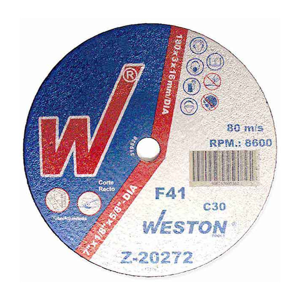 Disco de Corte para Piedra 7" x 1/8" x 5/8" Tipo 41 para Sierra Circular WESTON PLUS