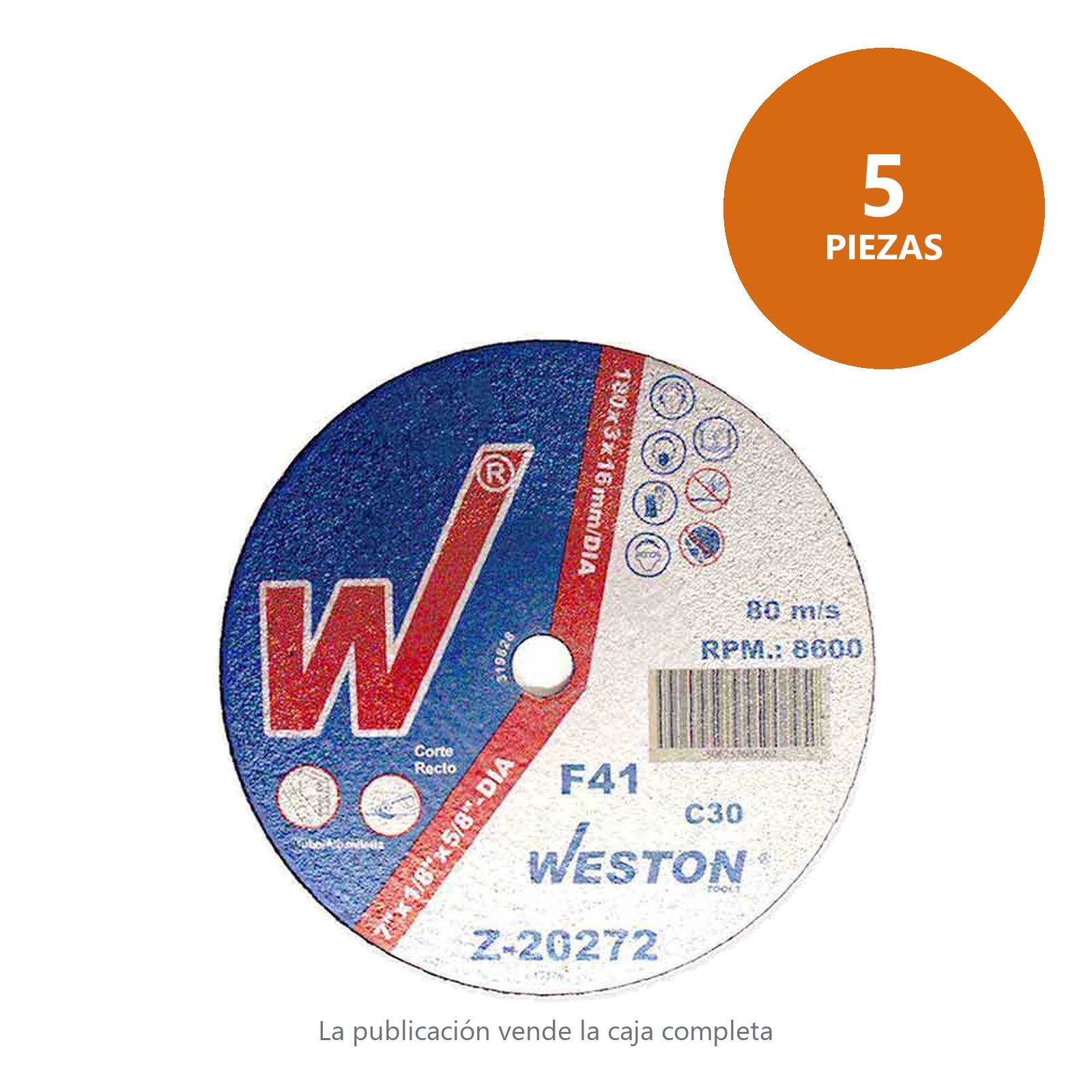 DISCO D/CORTE P/PIEDRA 7" x 1/8"(3.17) x 5/8" F41 P/SIERRA CIRCULAR (Emp. c/5 Pzas - Precio x Pza) - Imagen 2