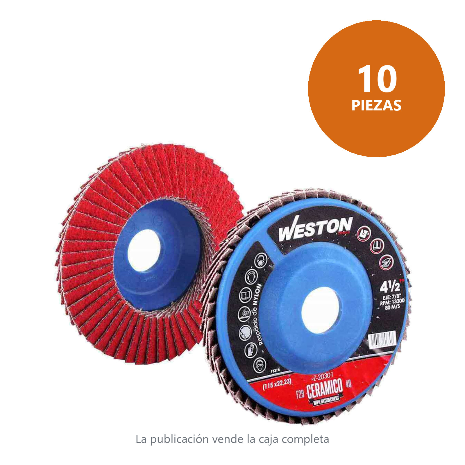 DISCO LAM.CERAMICO C/NYLON  4.5" X 7/8" G40 (Precio x pieza - Empaque c/10 pzas) - Imagen 2