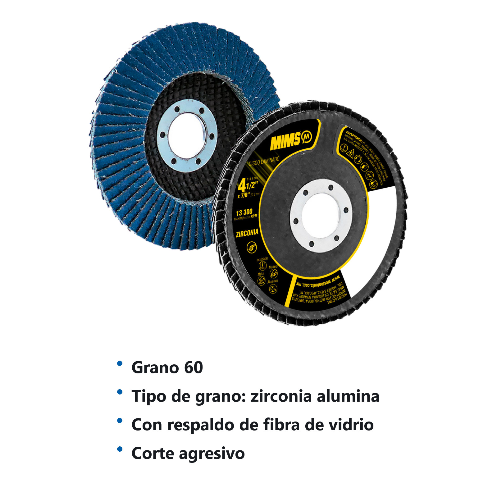 DISCO LAMINADO MIMS 4-1/2" X 7/8" G60 (Z-VERDE) - Imagen 3