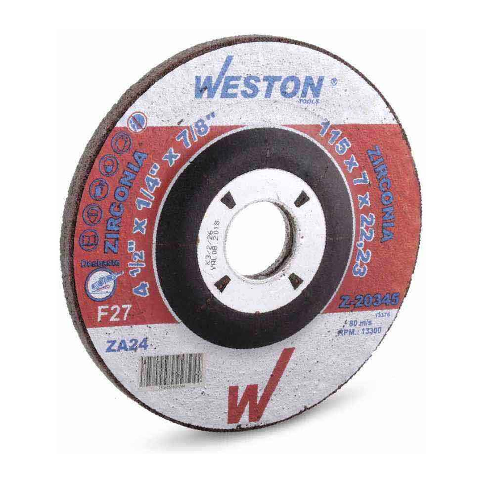 Disco de Desbaste para Inoxidable de Zirconio 7" x 1/4" x 7/8" F27 WESTON PLUS